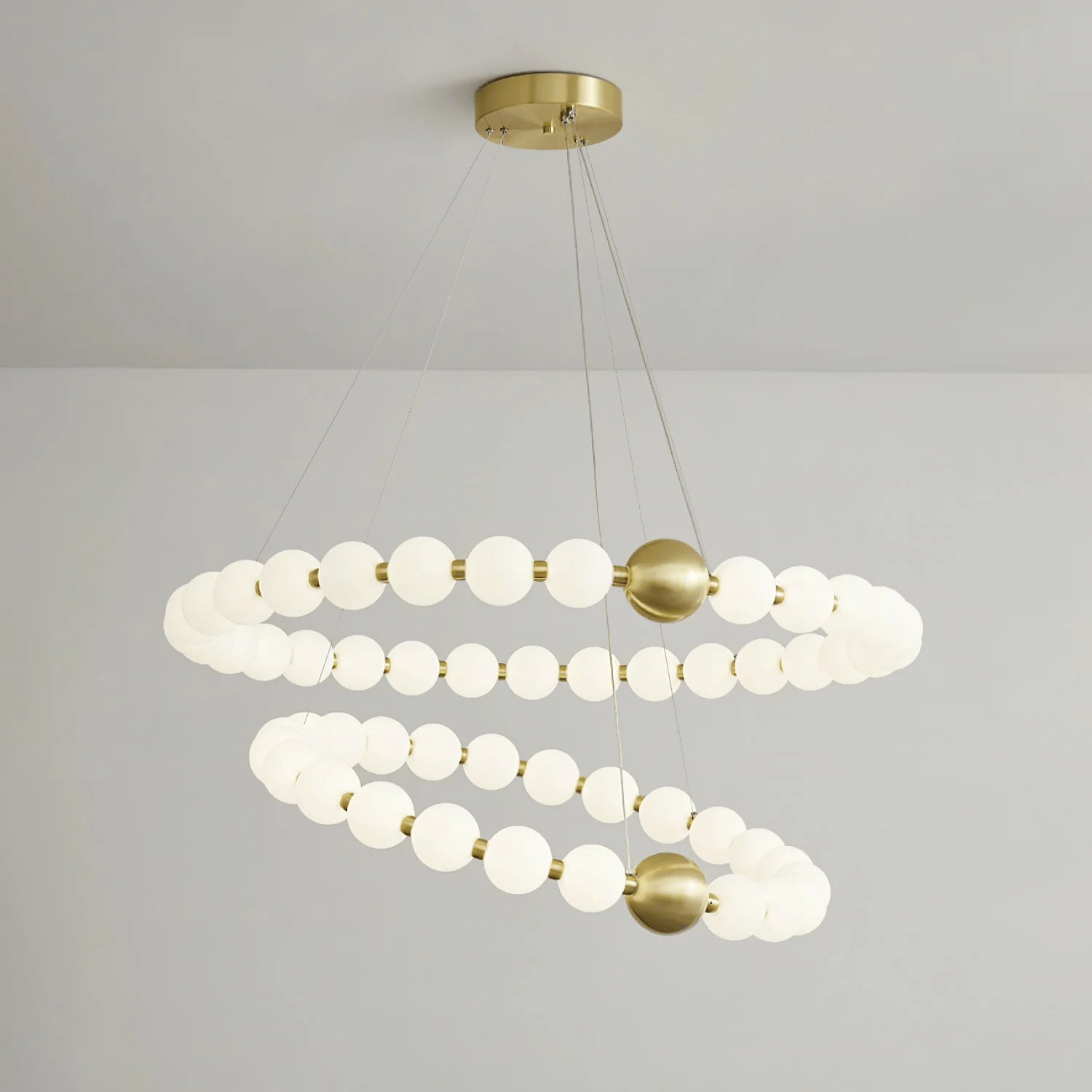 Cetalan Elegance Art Pearls Plastic Chandelier - Neutral Decor