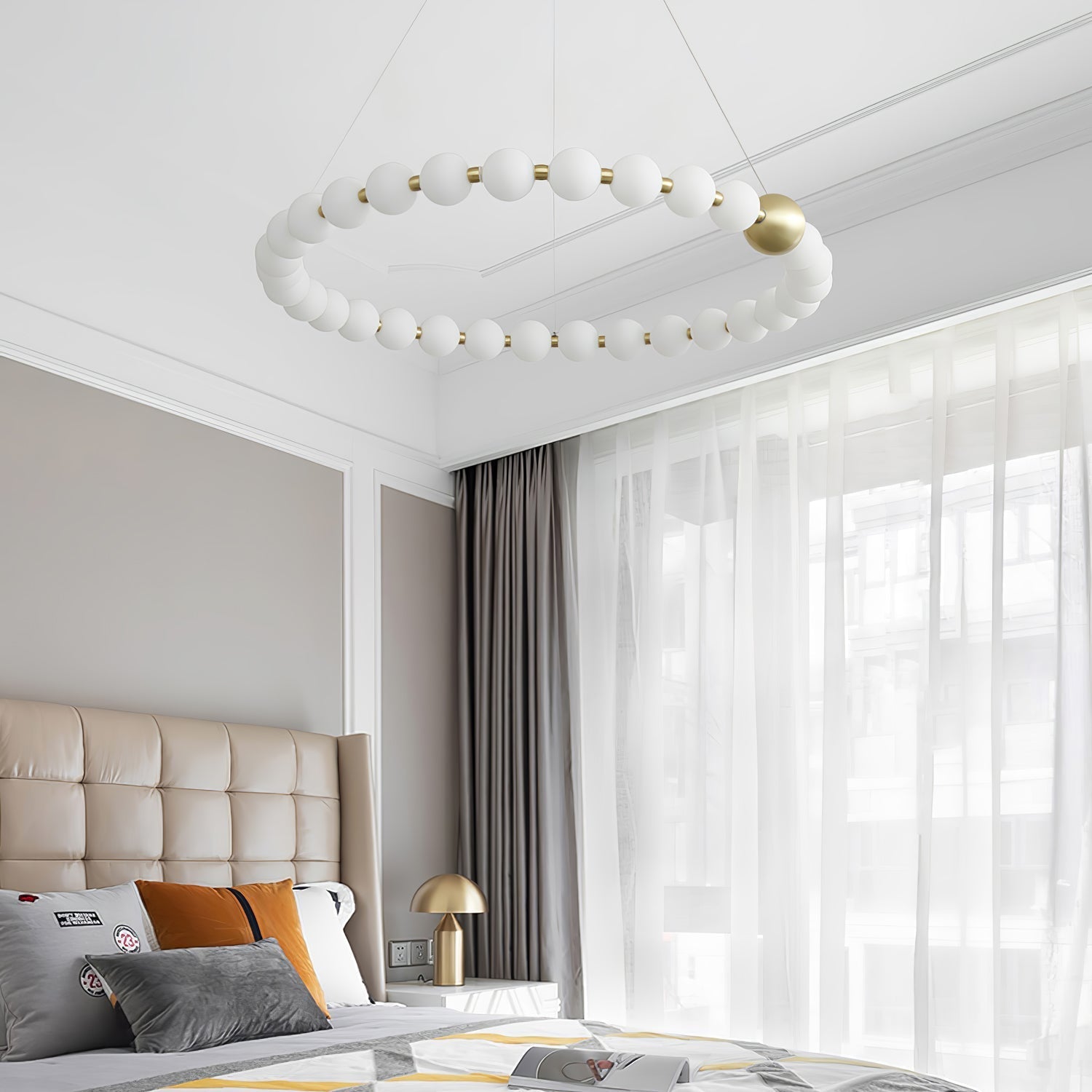 Cetalan Elegance Art Pearls Plastic Chandelier - Neutral Decor