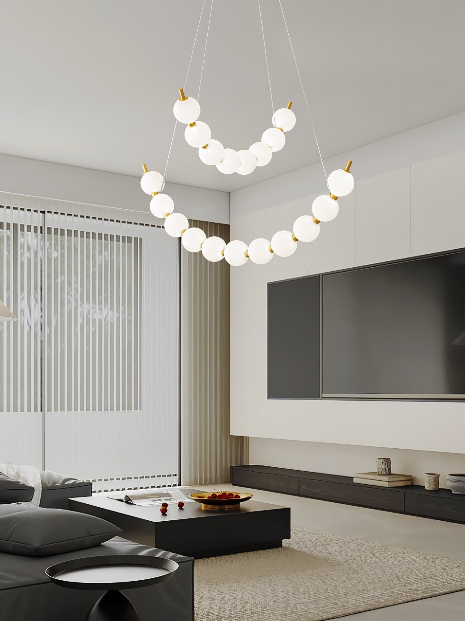 Cetalan Elegance Art Pearls Plastic Chandelier - Neutral Decor