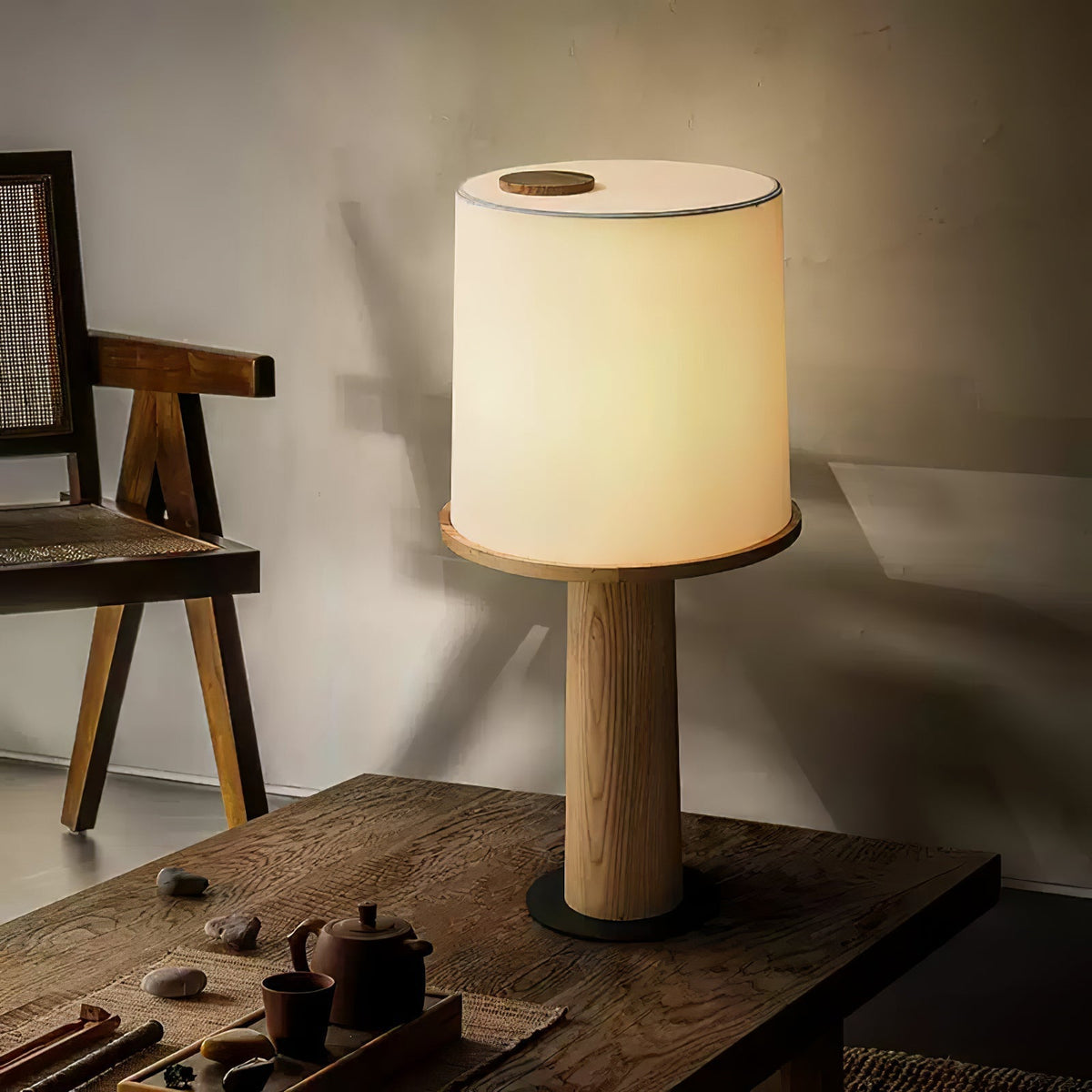 Rinirielle Wood Fabric Contemporary Table Lamp