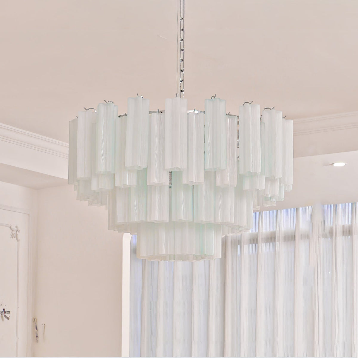 Bryndel Chandelier White Layered Tube