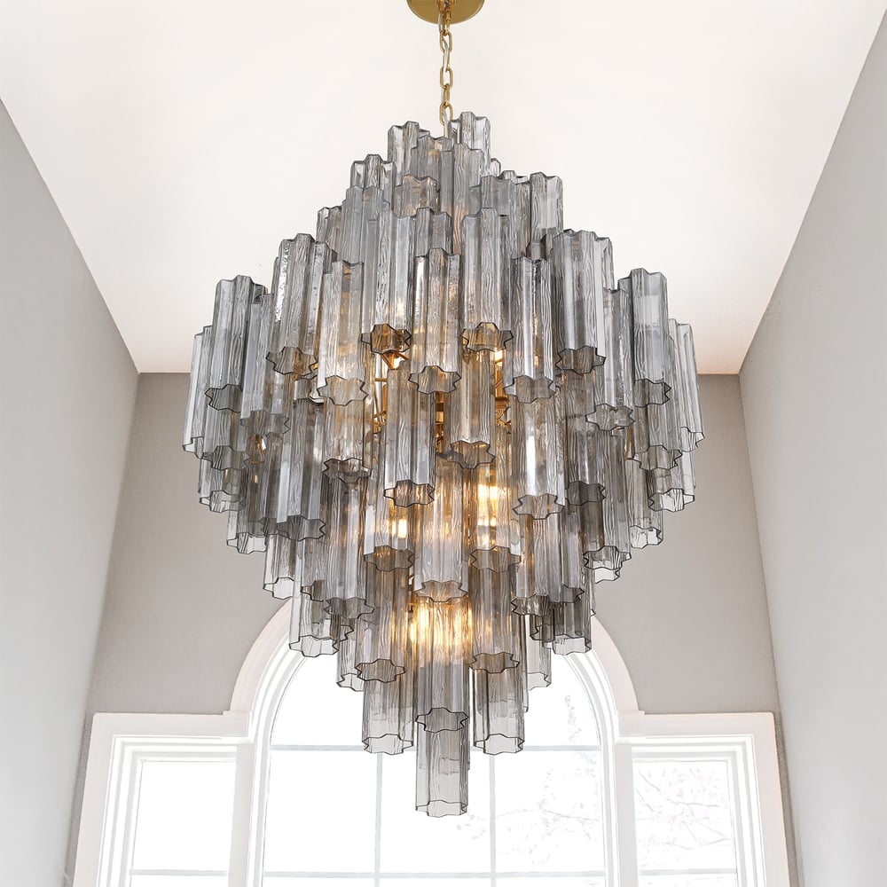 Eirorelle Diamond Chandelier Glass Tube Layered Amber
