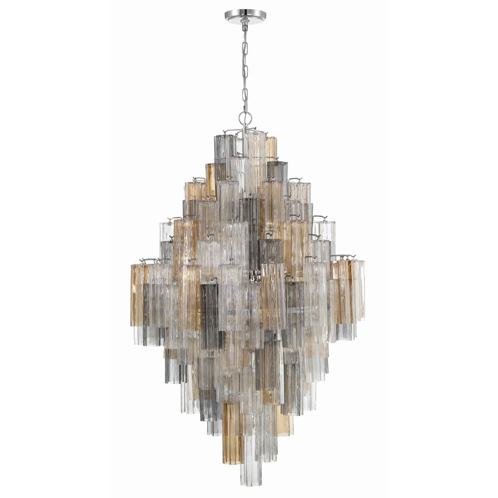 Eirorelle Diamond Chandelier Glass Tube Layered Amber