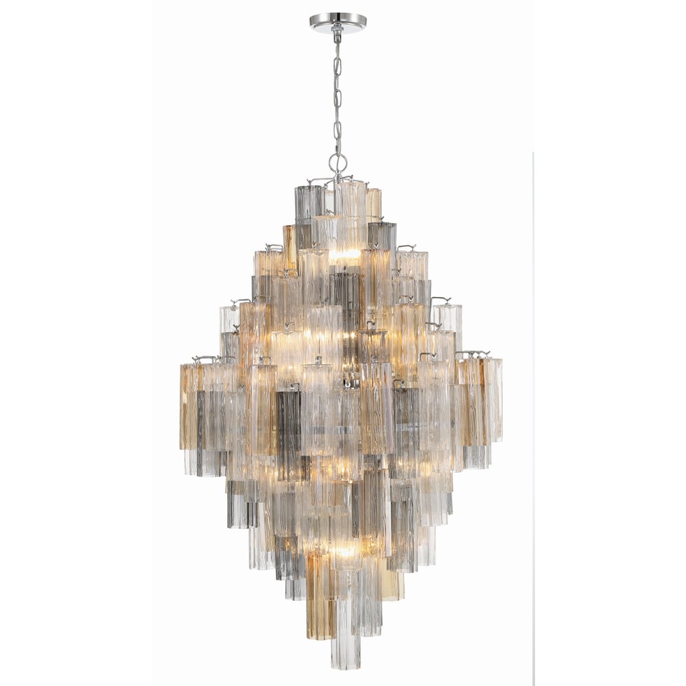 Eirorelle Diamond Chandelier Glass Tube Layered Amber