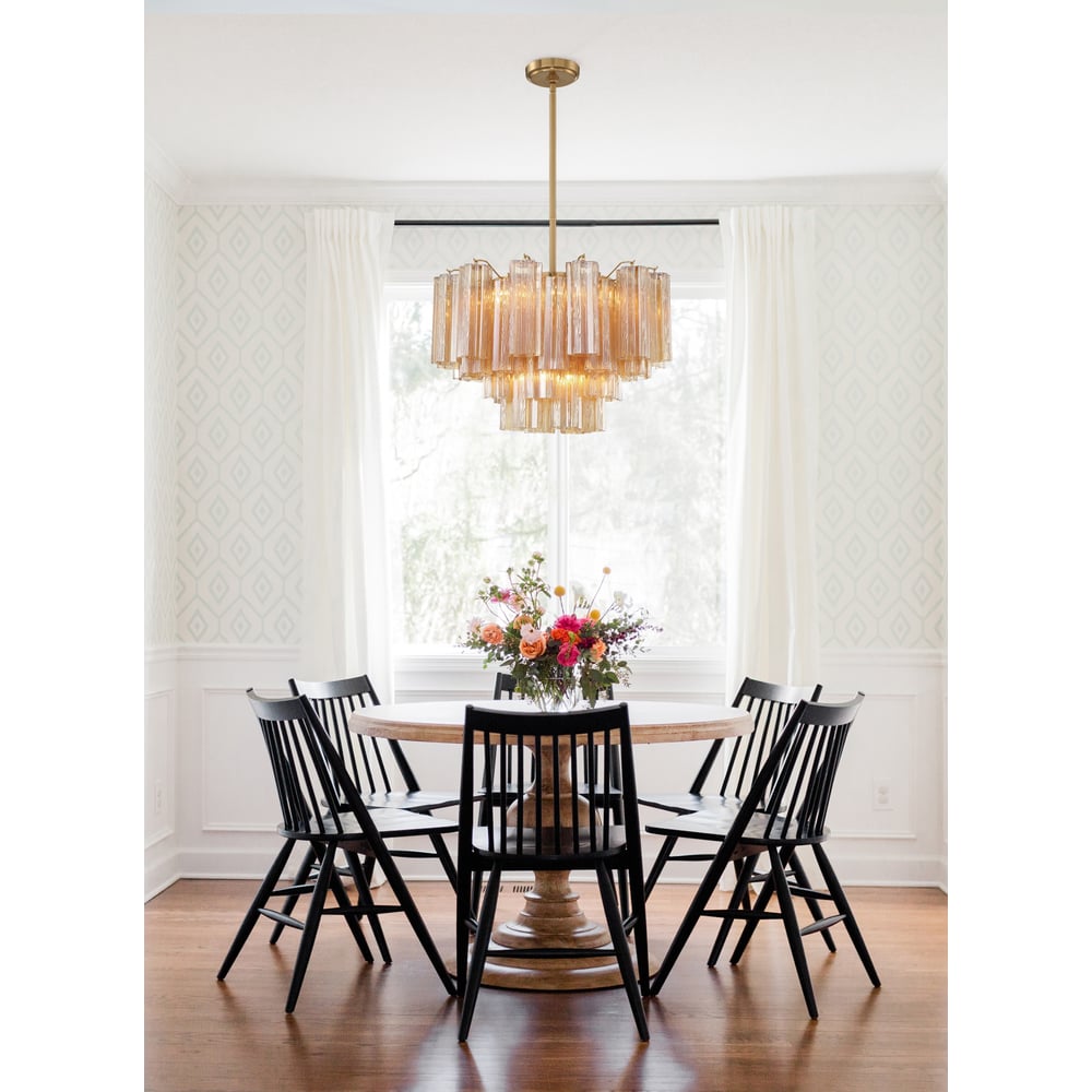 Namo Murano Chandelier Glass Tube Layered Amber