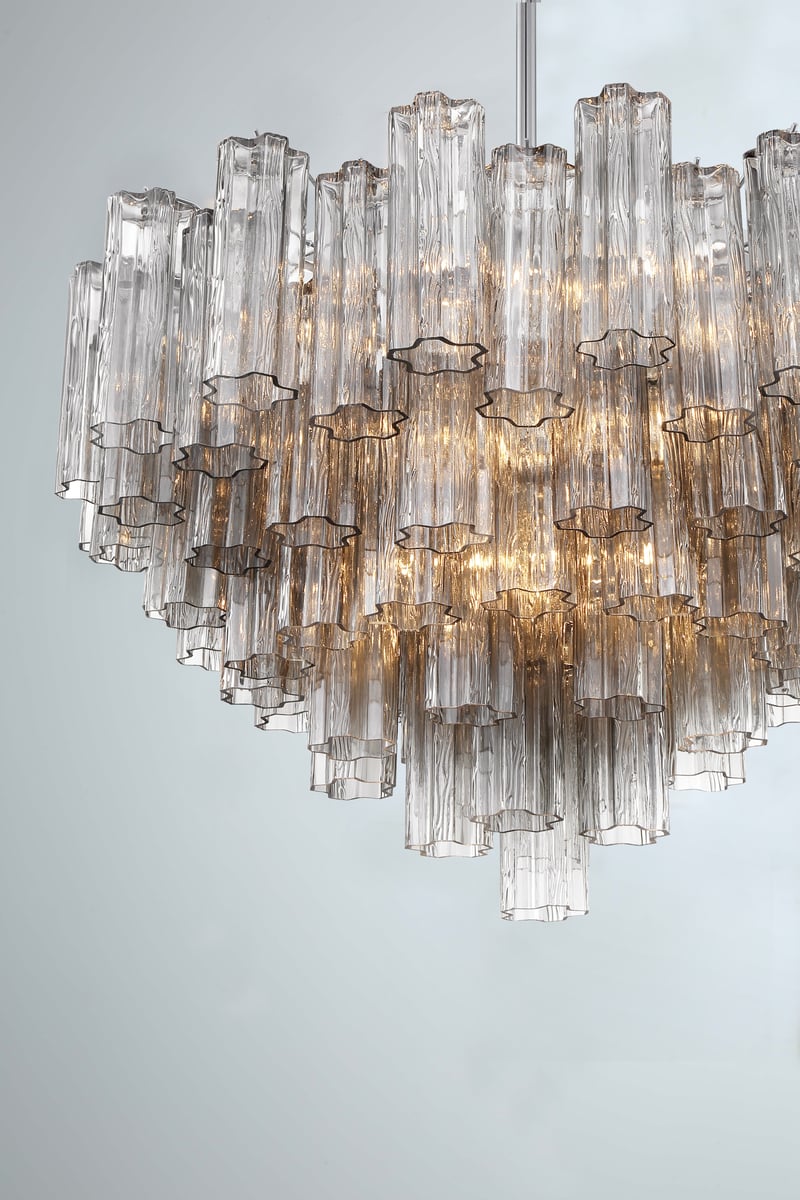 Namo Murano Chandelier Glass Tube Layered Amber