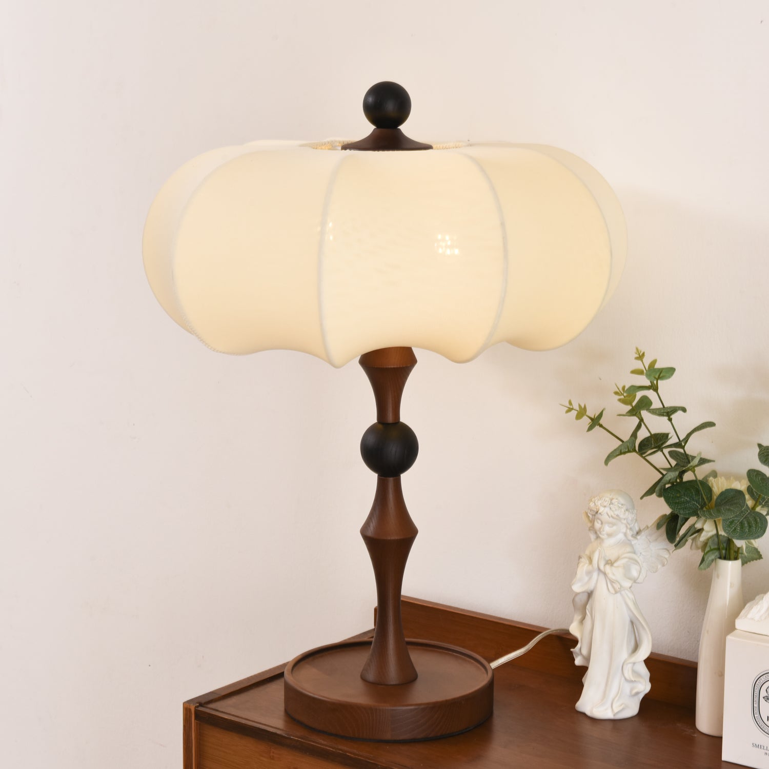Lumae Wood & Fabric Retro Table Lamp