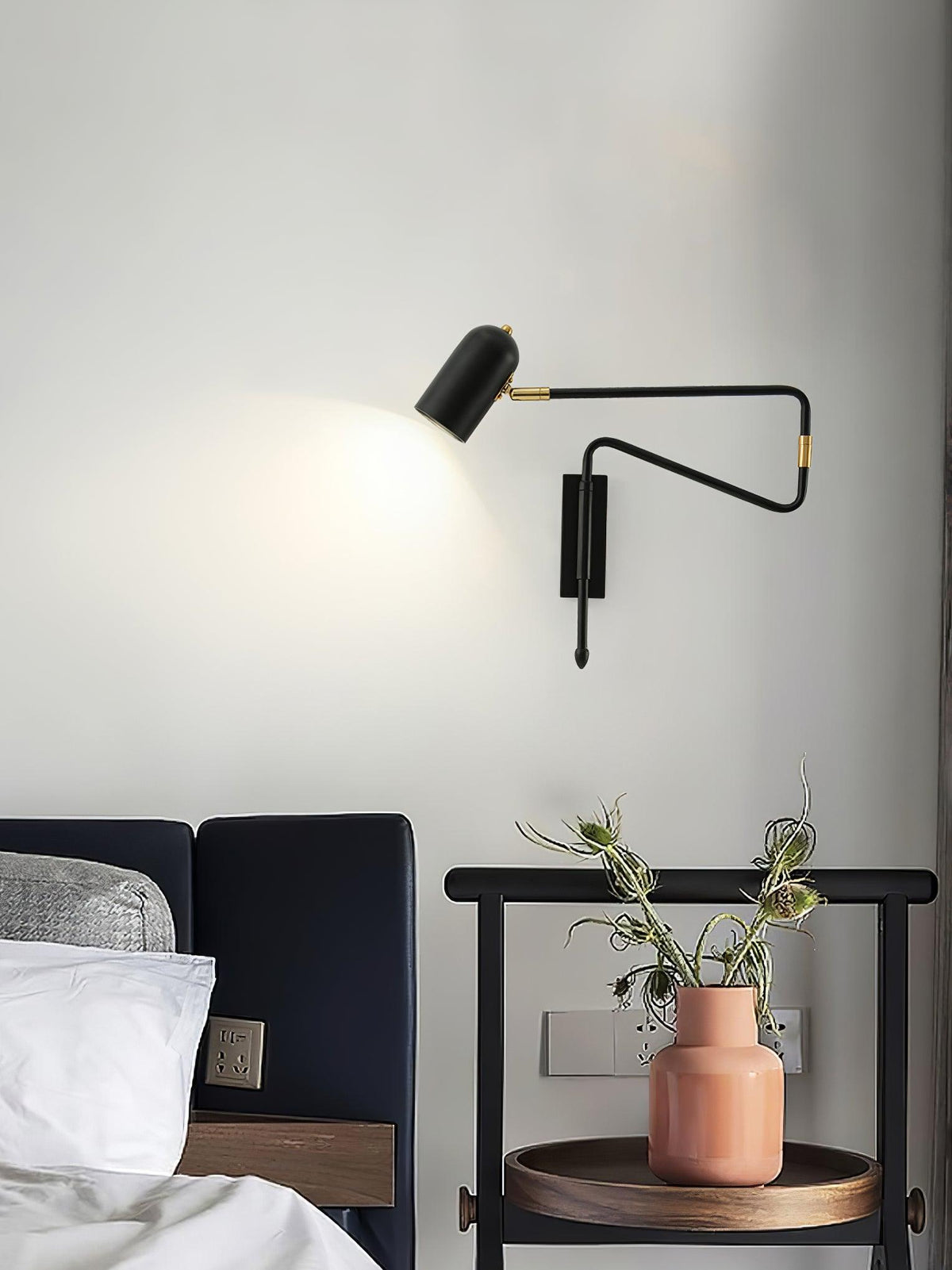 Nox Adjustable Arm Plug In Wall Lamp