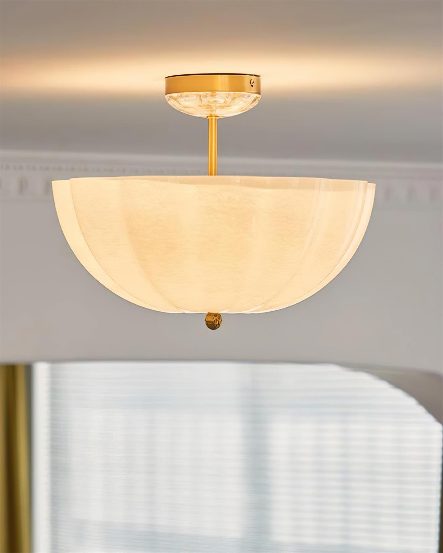 Ceiling Light Brass and Glass with Elegant Petal Silhouette Modern - Neutral Decor