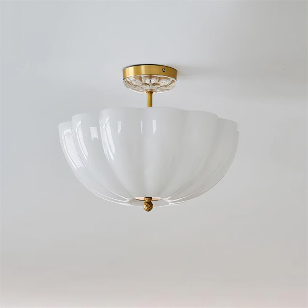 Ceiling Light Brass and Glass with Elegant Petal Silhouette Modern - Neutral Decor