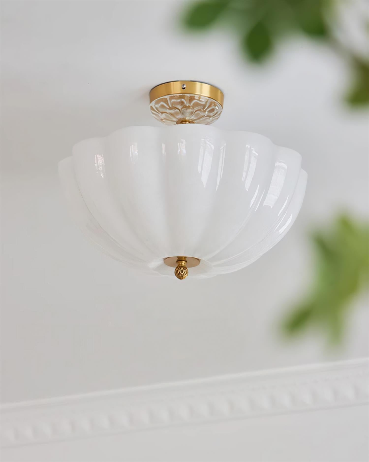 Ceiling Light Brass and Glass with Elegant Petal Silhouette Modern - Neutral Decor