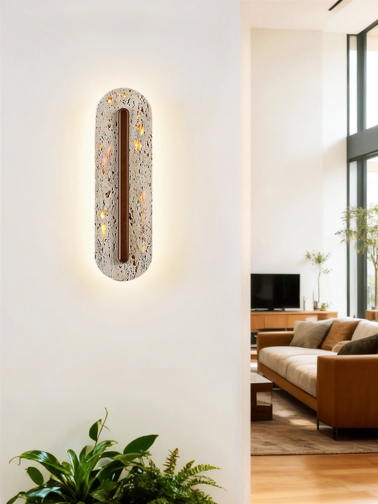 Cato Bellamont Minimalist Beige Travertine Wall Lamp