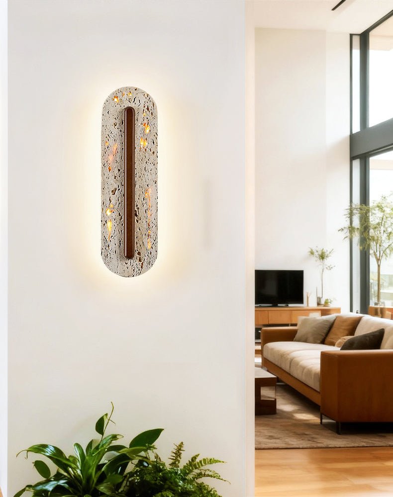 Cato Bellamont Minimalist Beige Travertine Wall Lamp