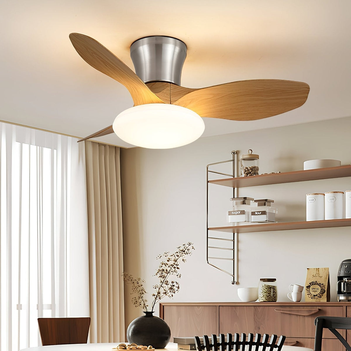 Velora Modern Wood Ceiling Fan Light