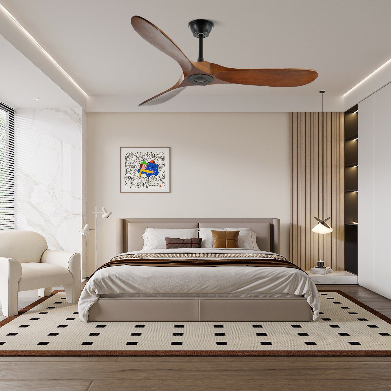 Orano Wood Contemporary Ceiling Fan