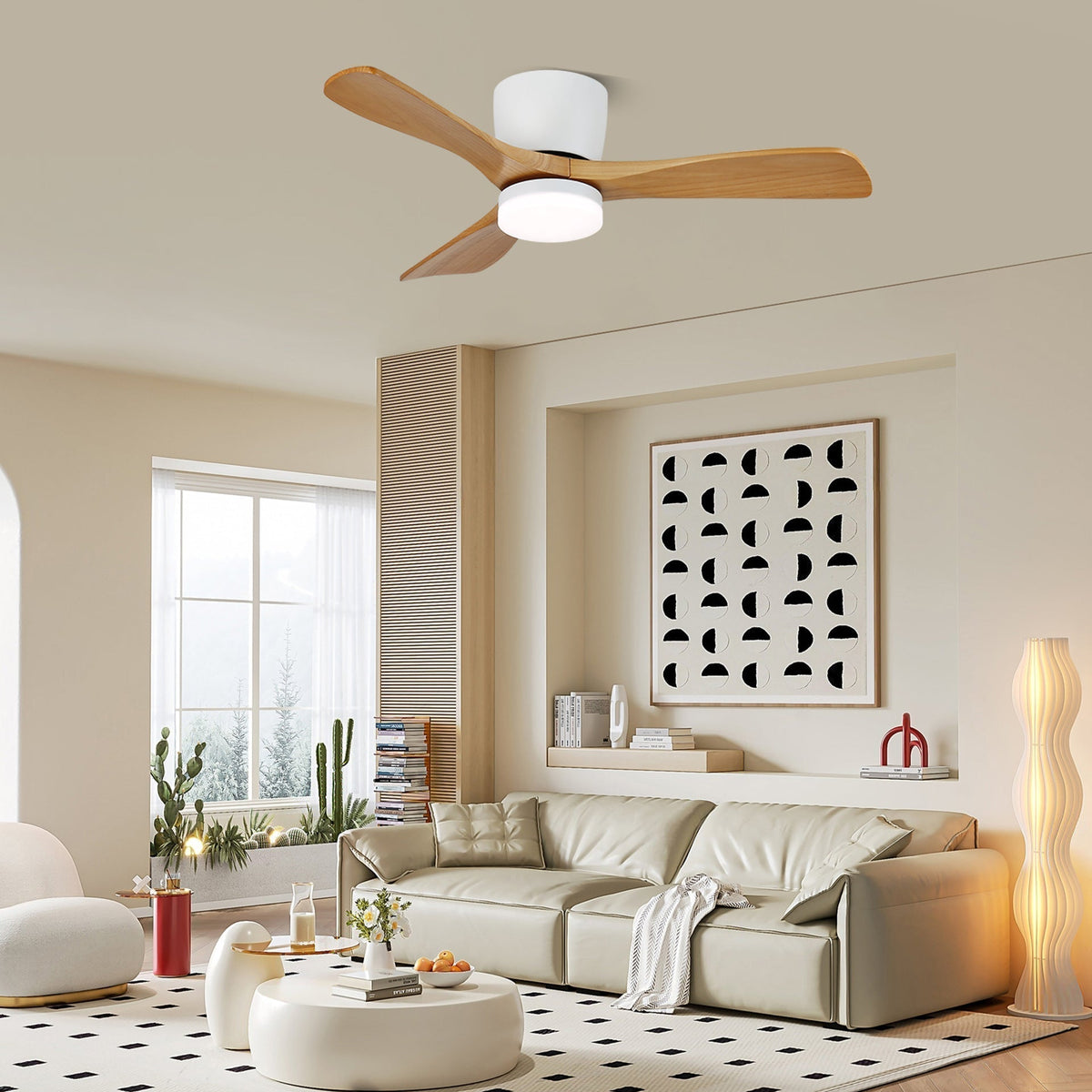 Brinor Minimalist Wood Ceiling Fan Light