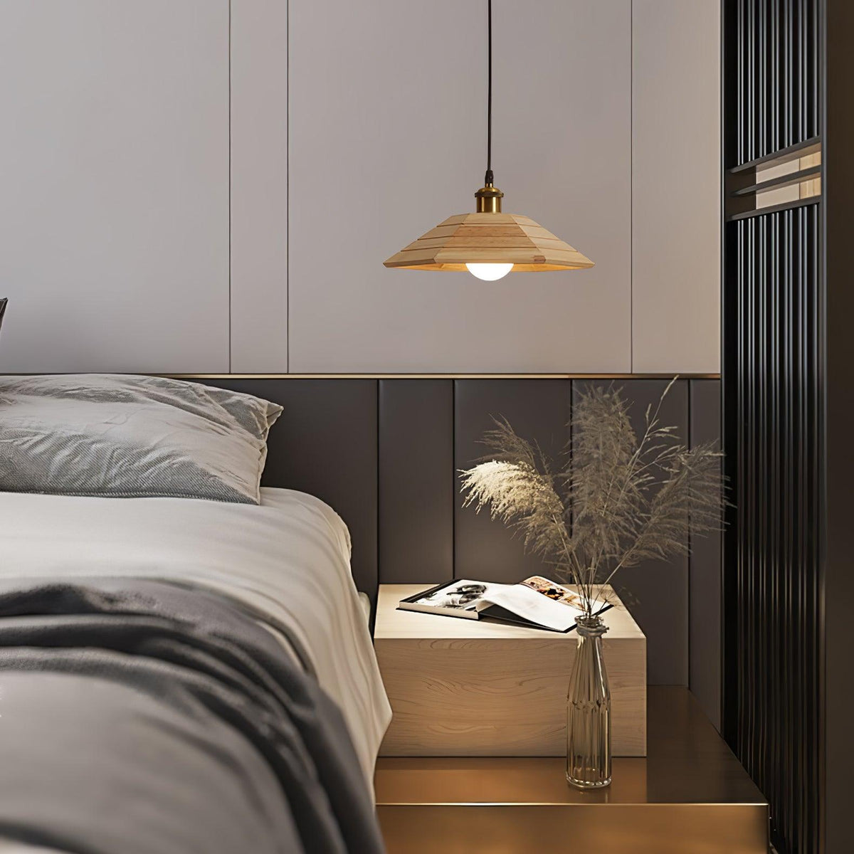Evys Traditional Art Wood Pendant Light
