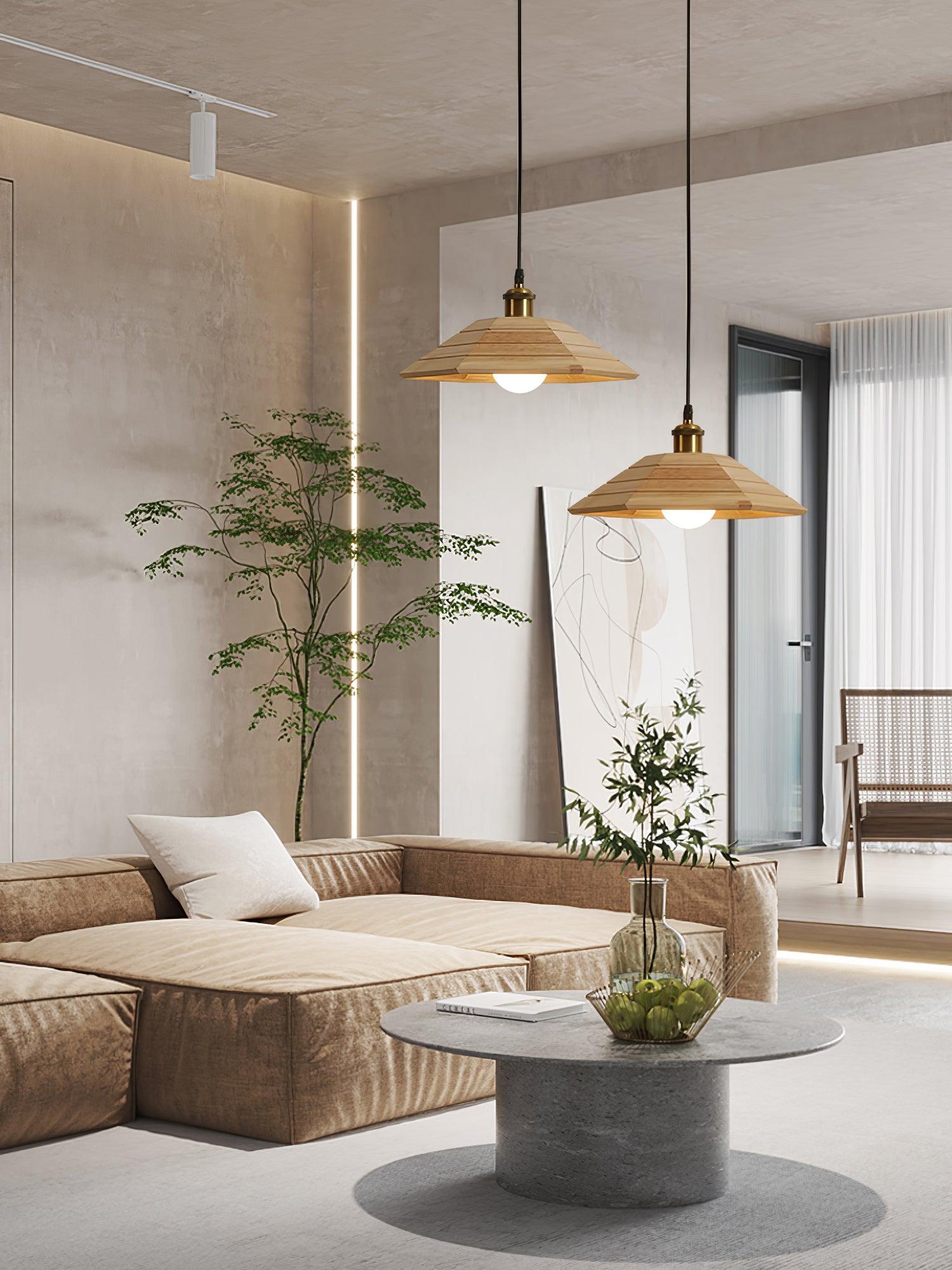 Evys Traditional Art Wood Pendant Light