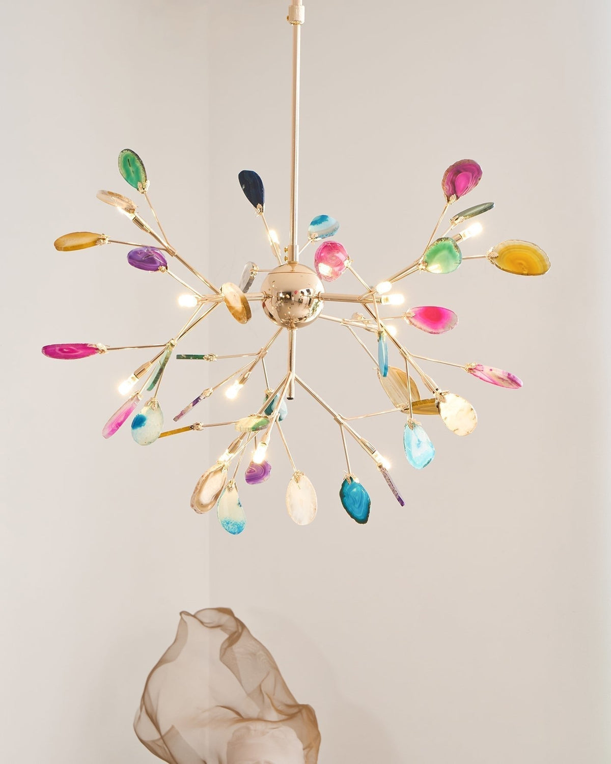 Ulenor Chandelier Colorful Leaf Gilded Arms