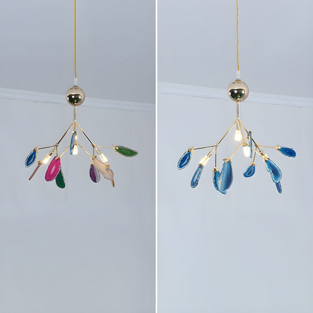 Ulenor Chandelier Colorful Leaf Gilded Arms