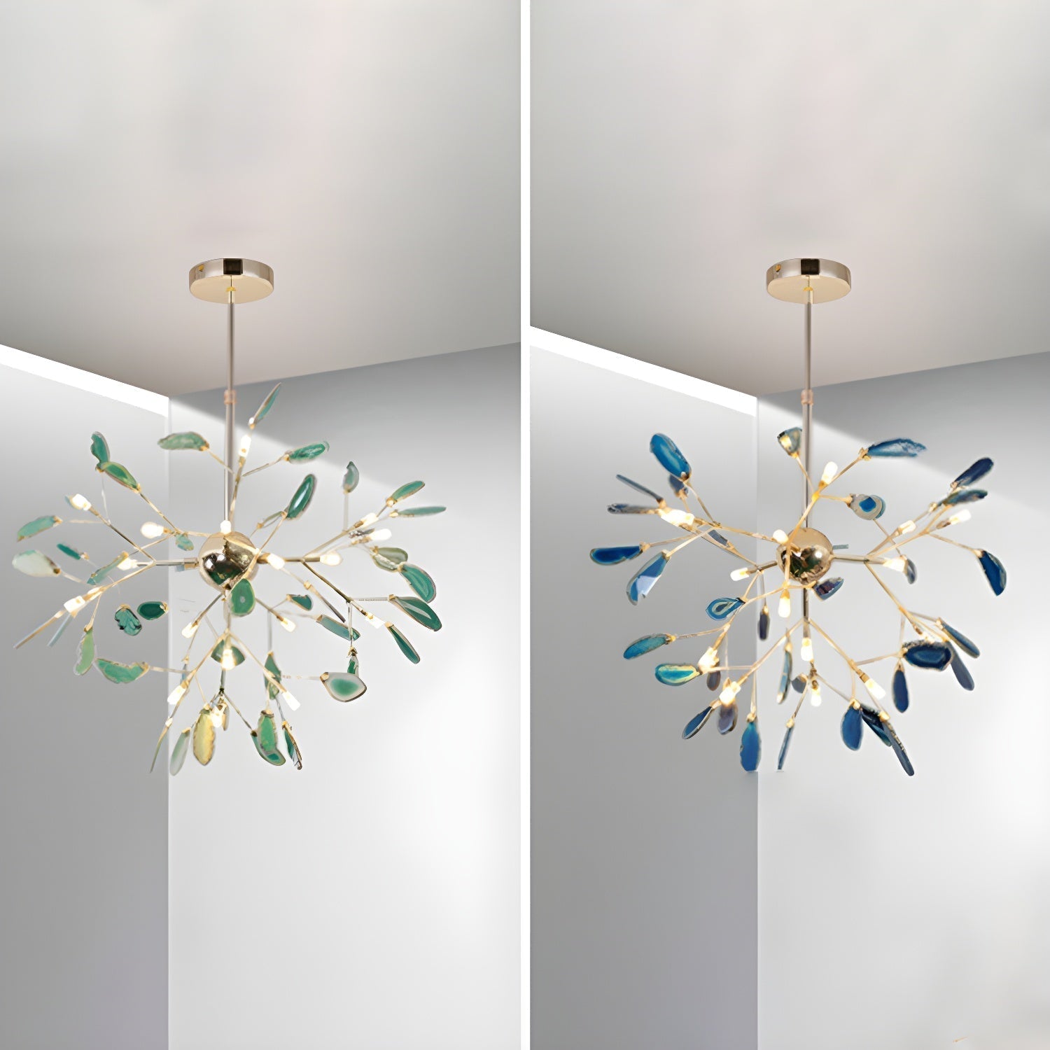Ulenor Chandelier Colorful Leaf Gilded Arms