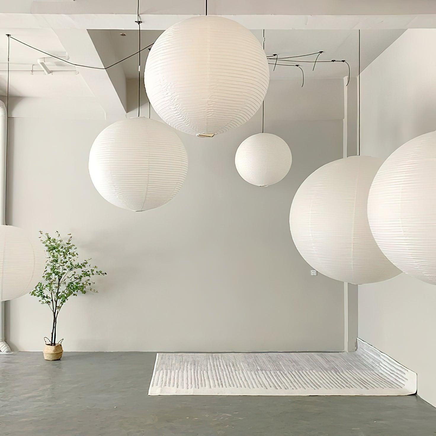 Beauwell Paper Globe White Plug Wire Pendant Light