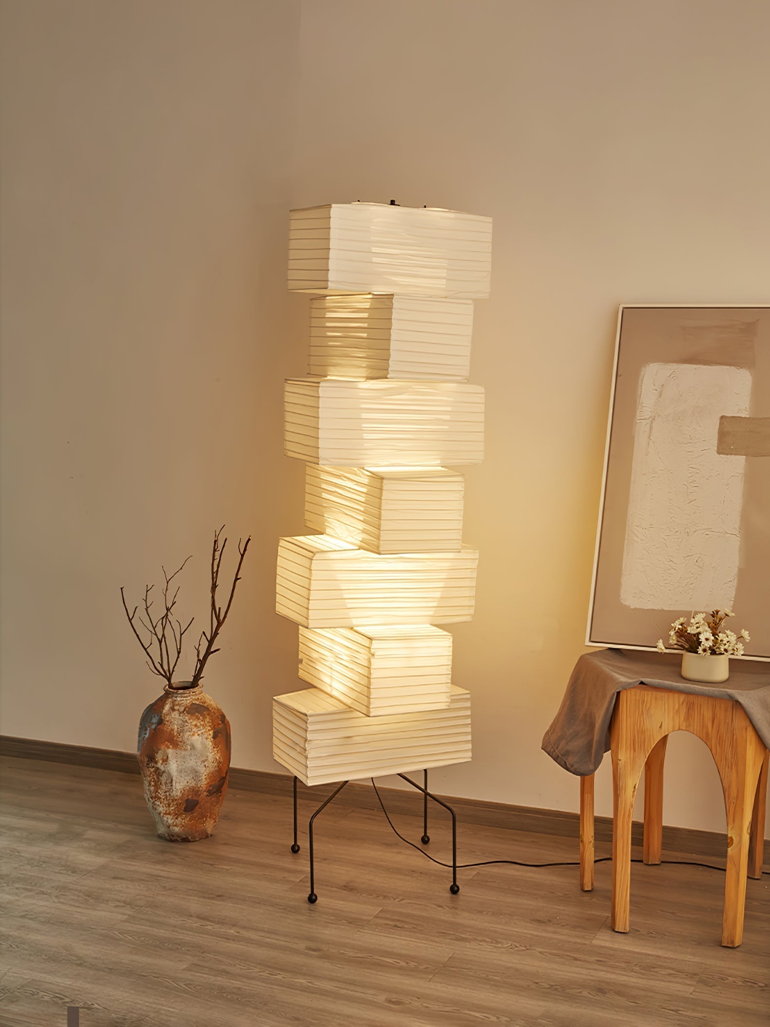 Avara Paper Floor Lamp - Neutral Decor