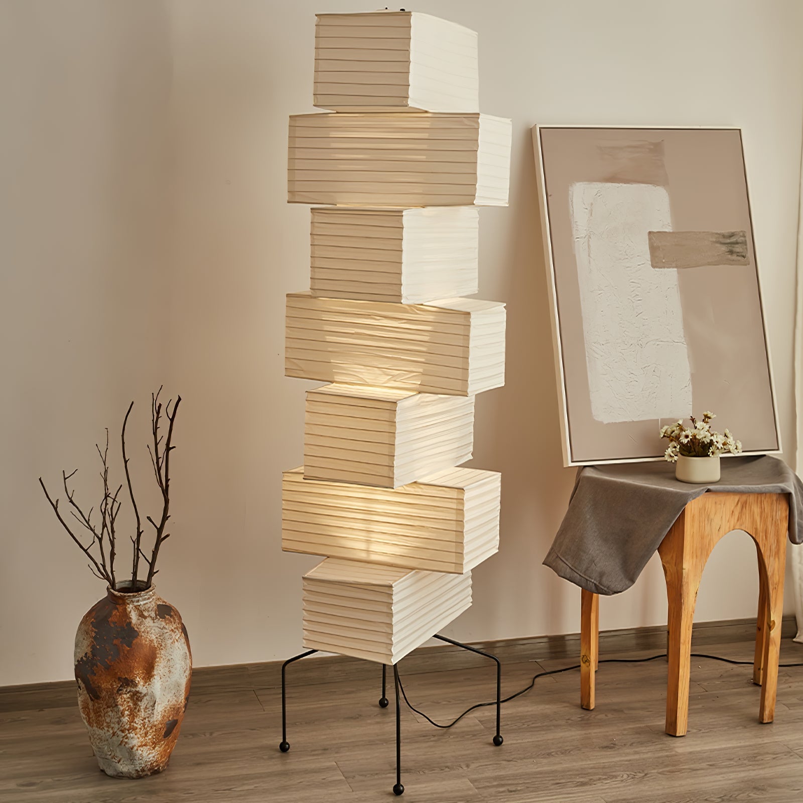 Avara Paper Floor Lamp - Neutral Decor