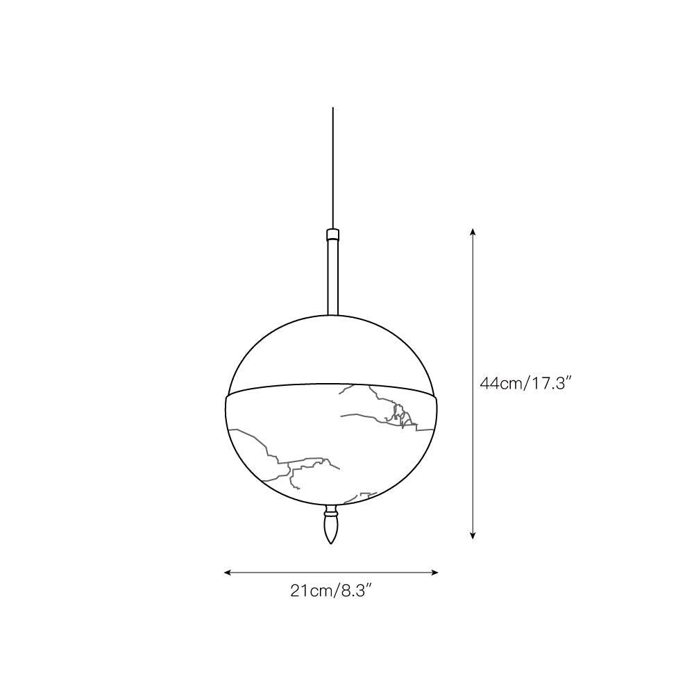 Himinuvye Alabaster Minimalist Bolus Brass Pendant Light