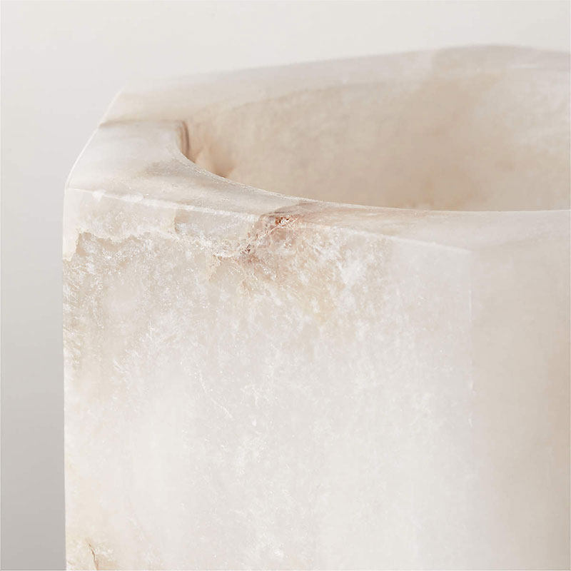 Qesta Bedsides Interior Modern Natural Alabaster Cube Candle Holder