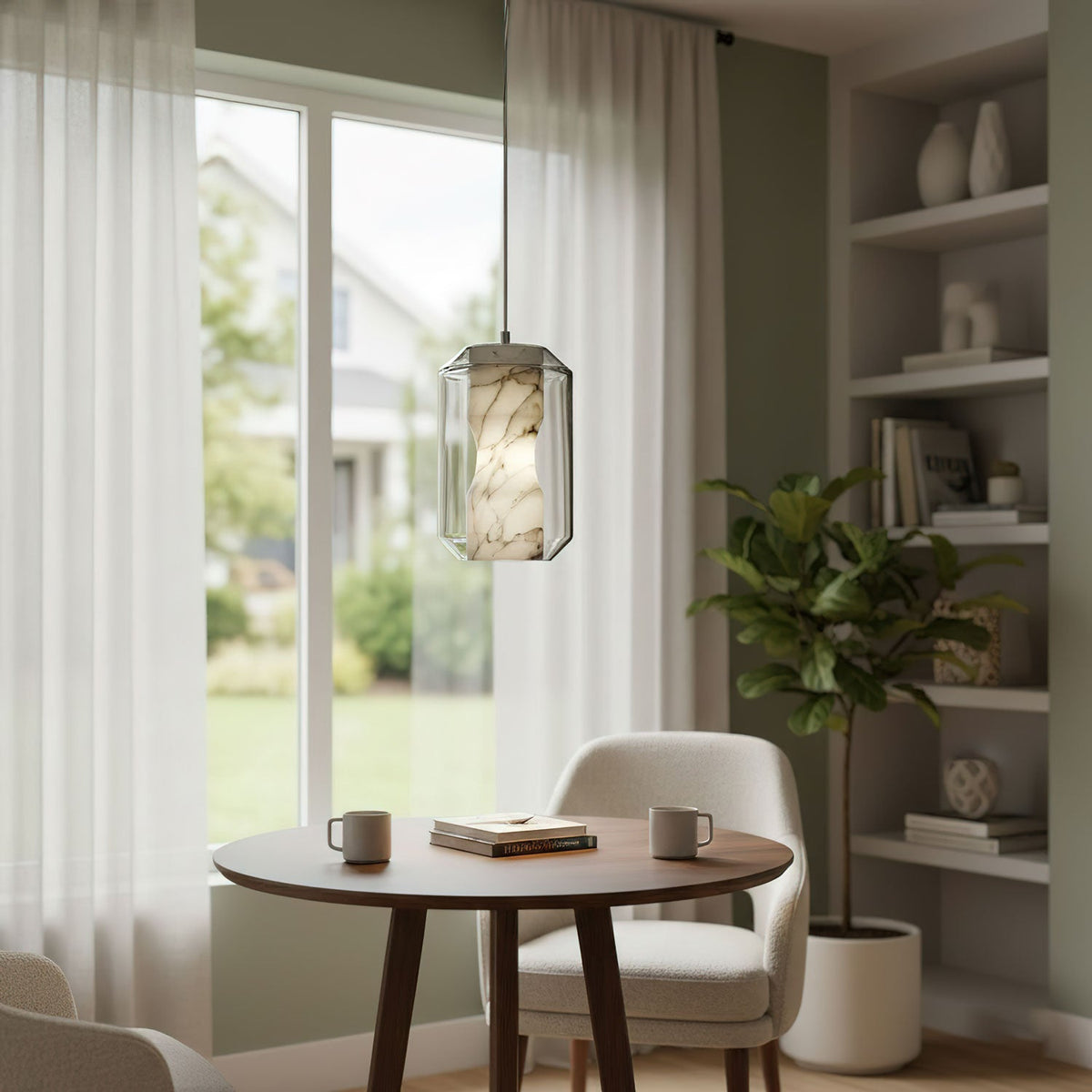 Edenborne Alabaster Glass Cylinder Pendant Light