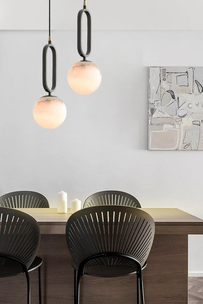 Gloruvyd Minimalist Ball Alabaster Pendant Light