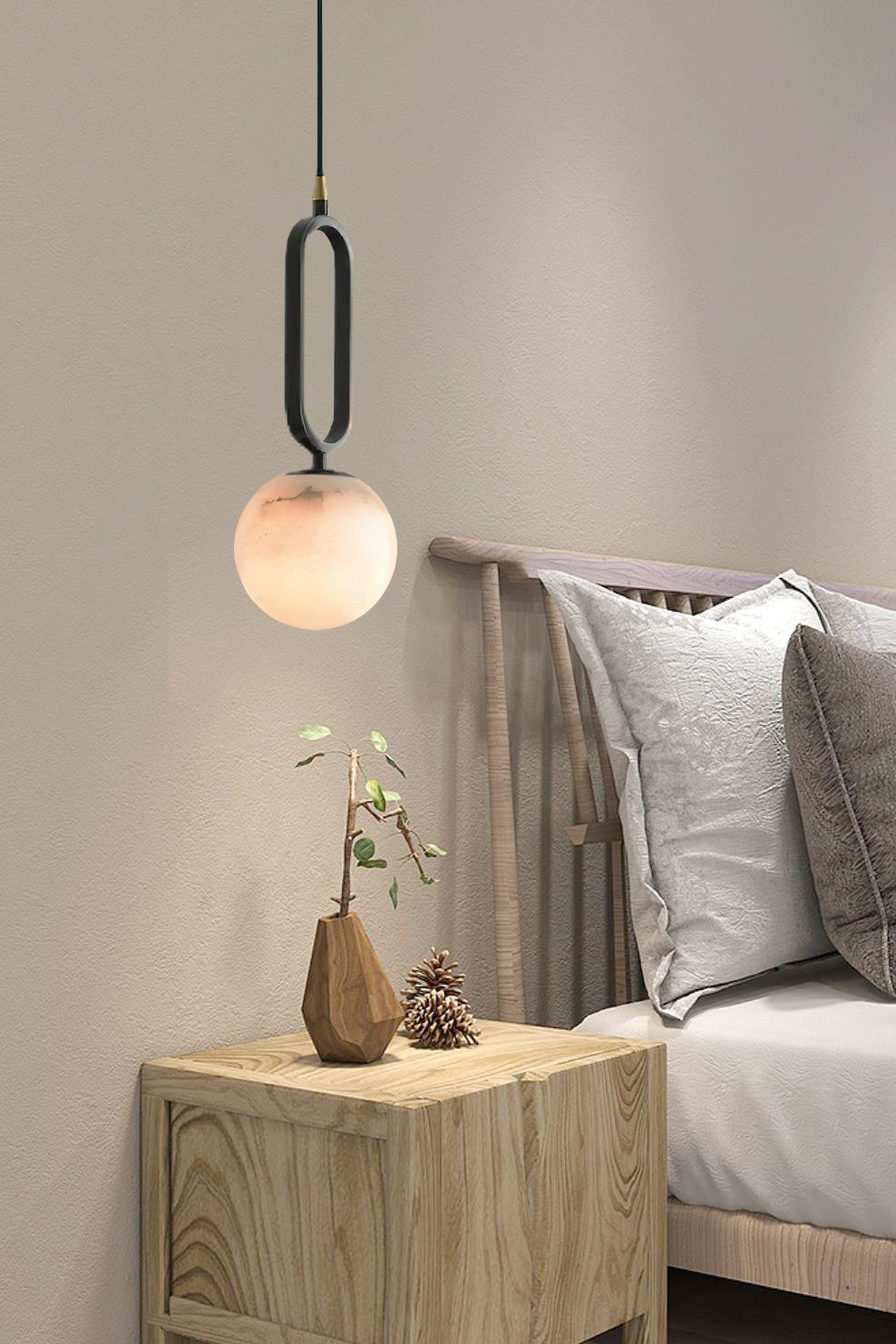Gloruvyd Minimalist Ball Alabaster Pendant Light
