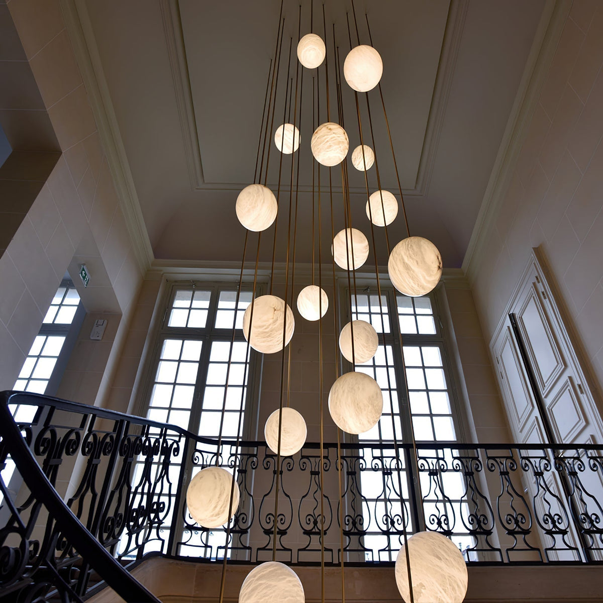 Belen Balls Modern Cluster Alabaster Chandelier