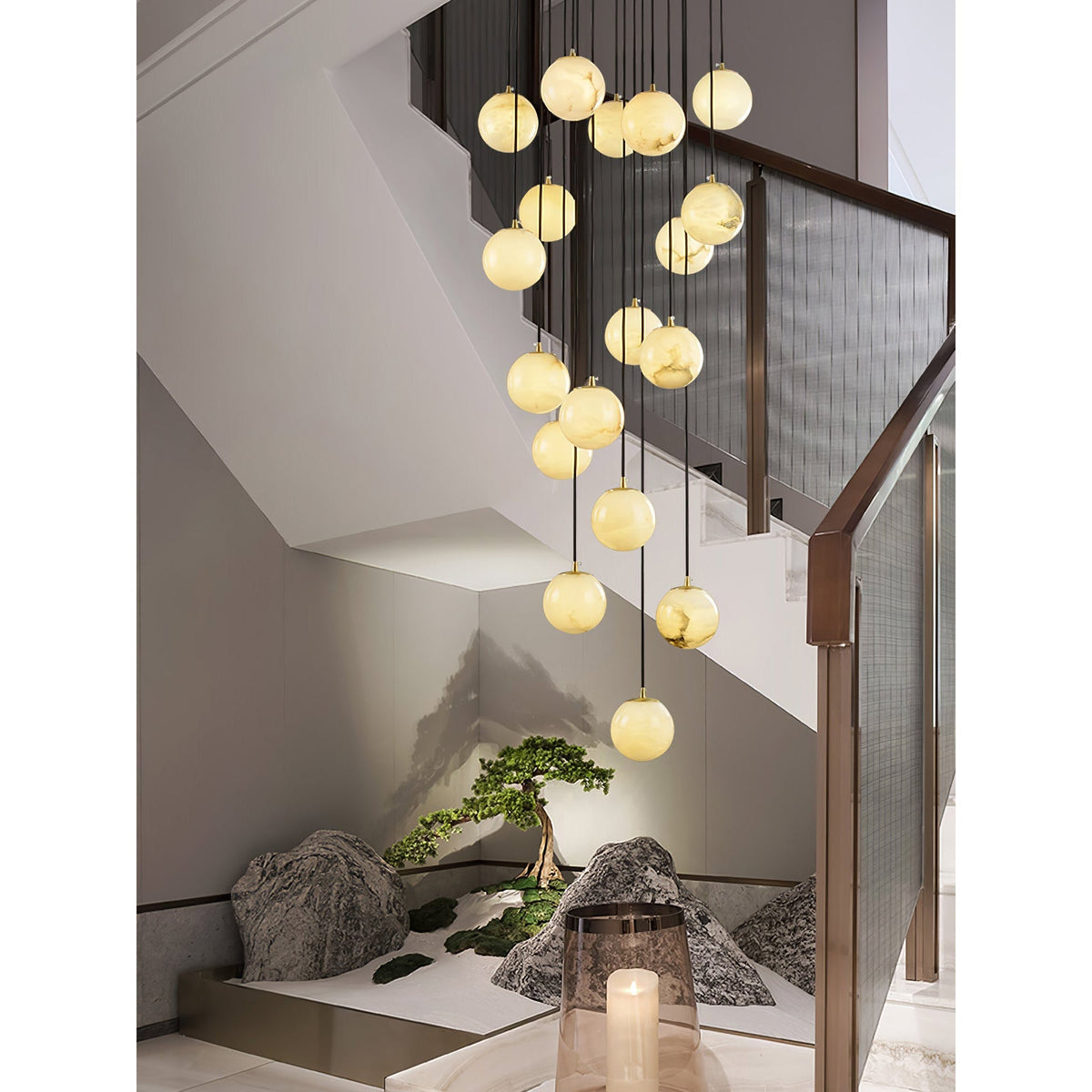 Gloruvye Balls Modern Cluster Alabaster Chandelier