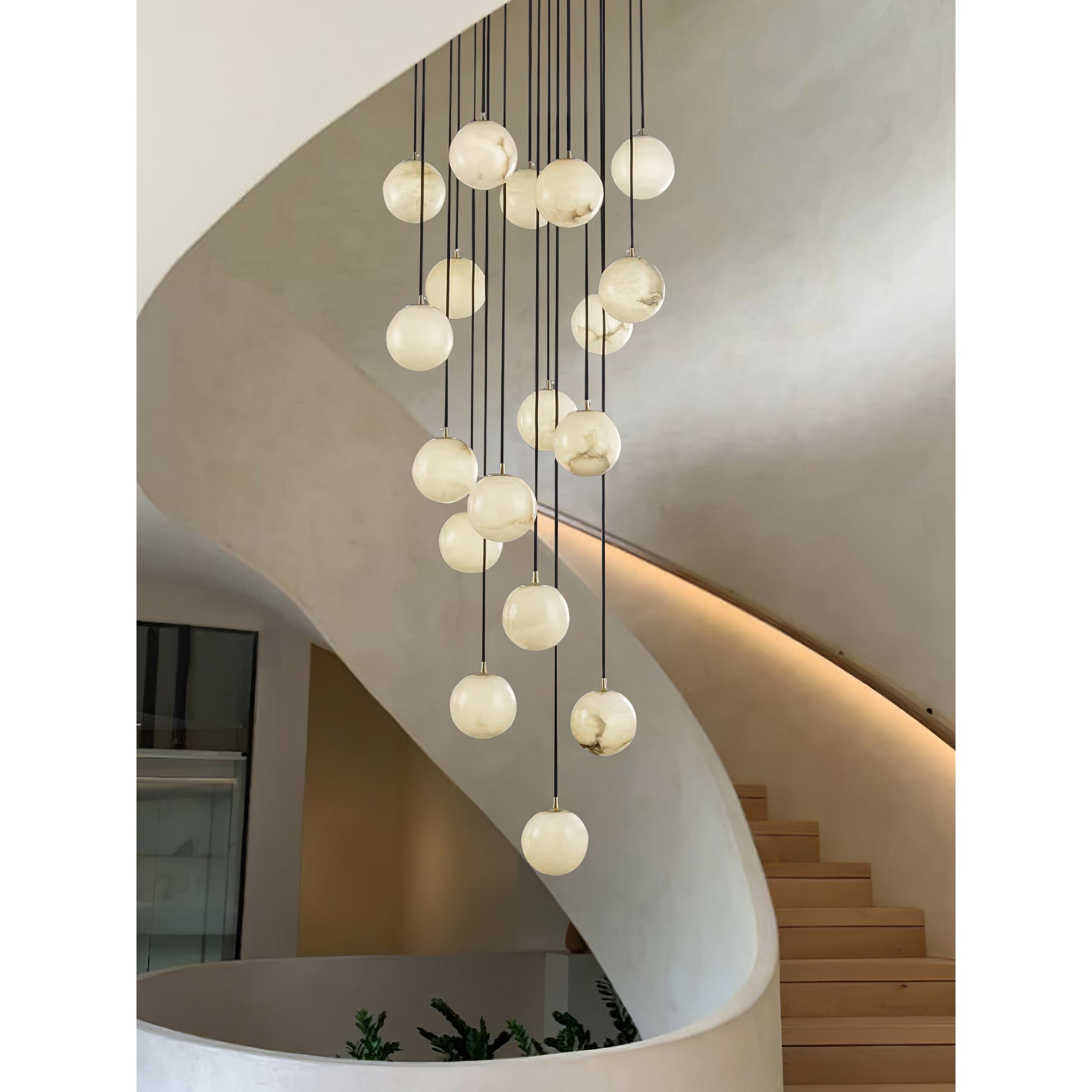 Belen Balls Modern Cluster Alabaster Chandelier
