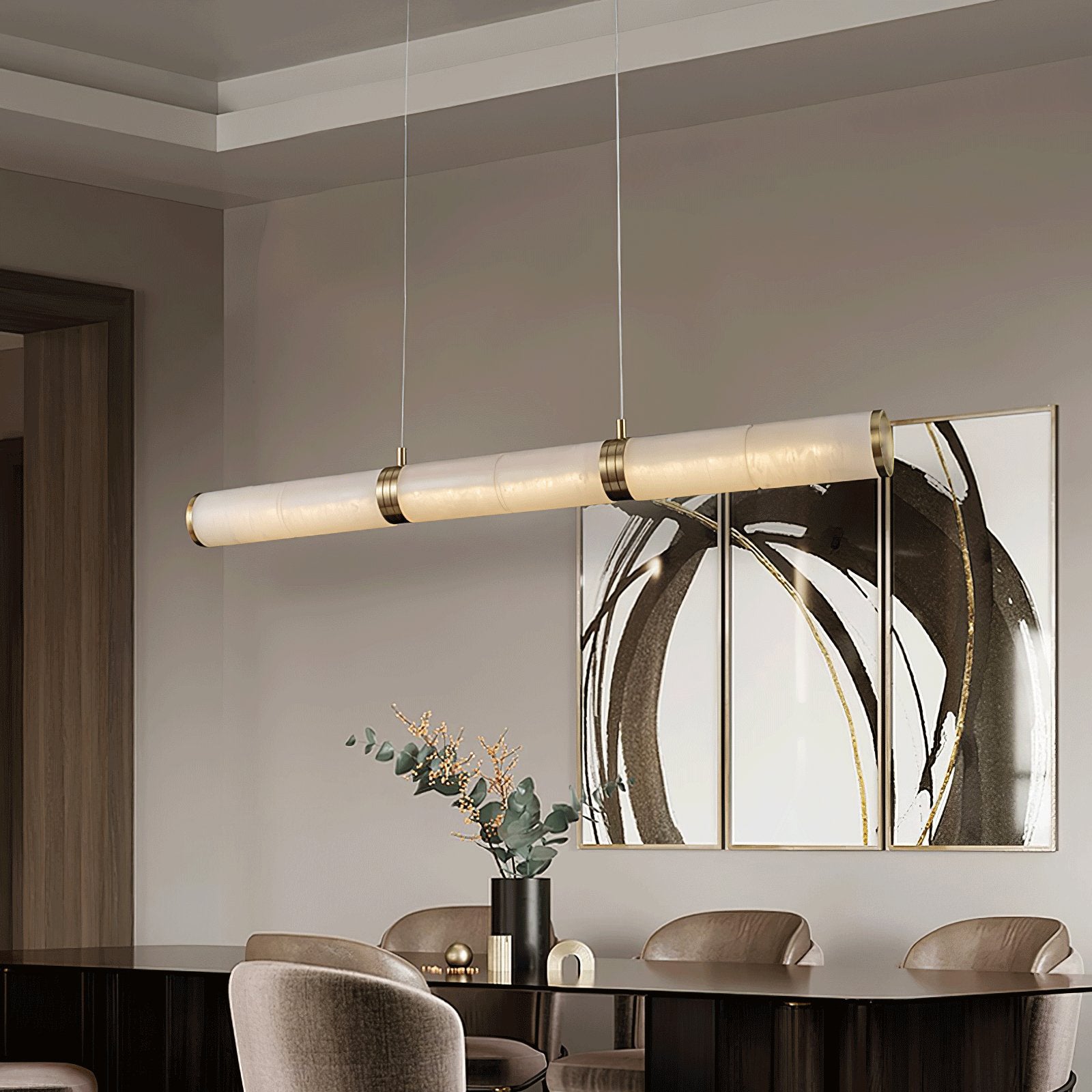 Gevrel Minimalist Alabaster Linear Pendant Light
