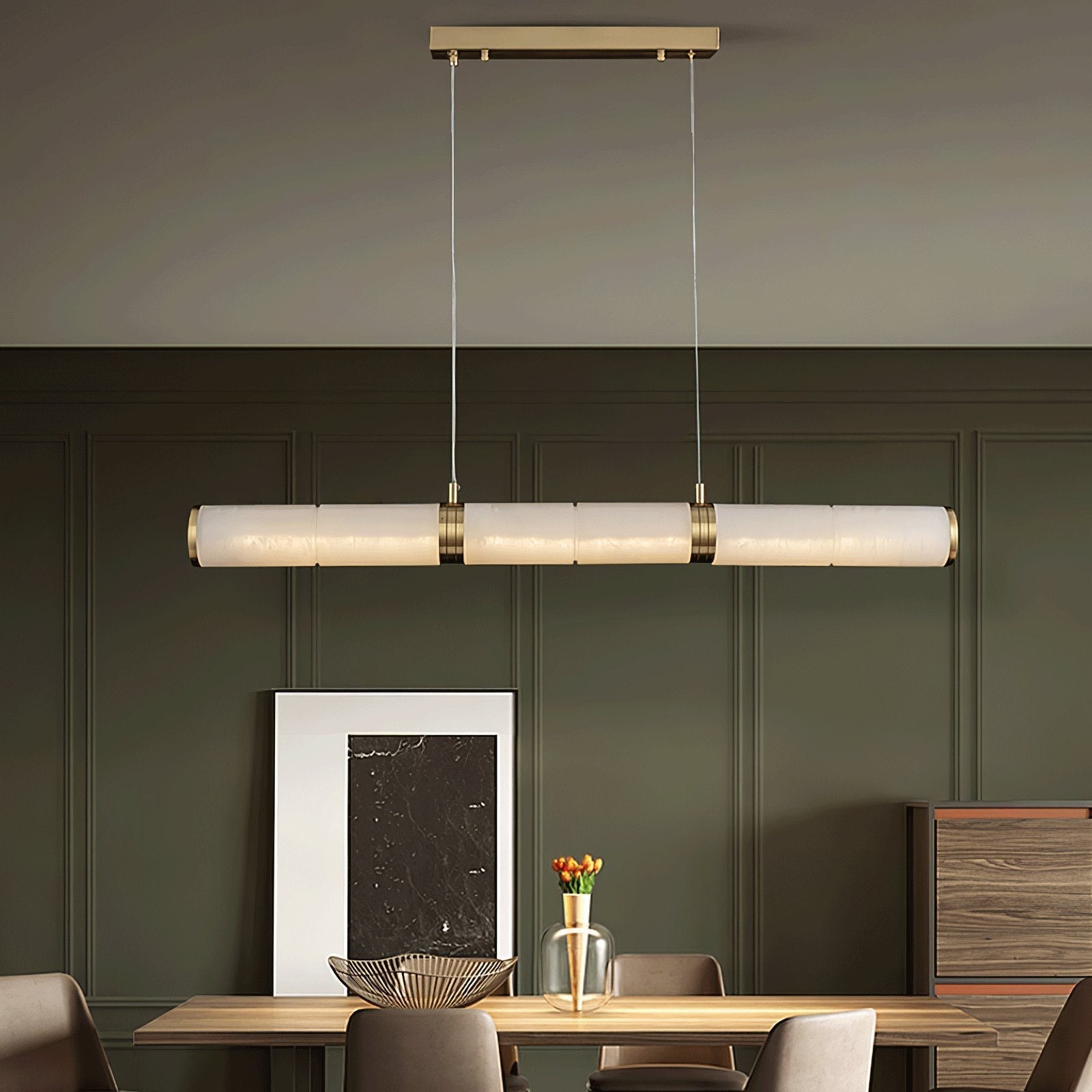 Gevrel Minimalist Alabaster Linear Pendant Light
