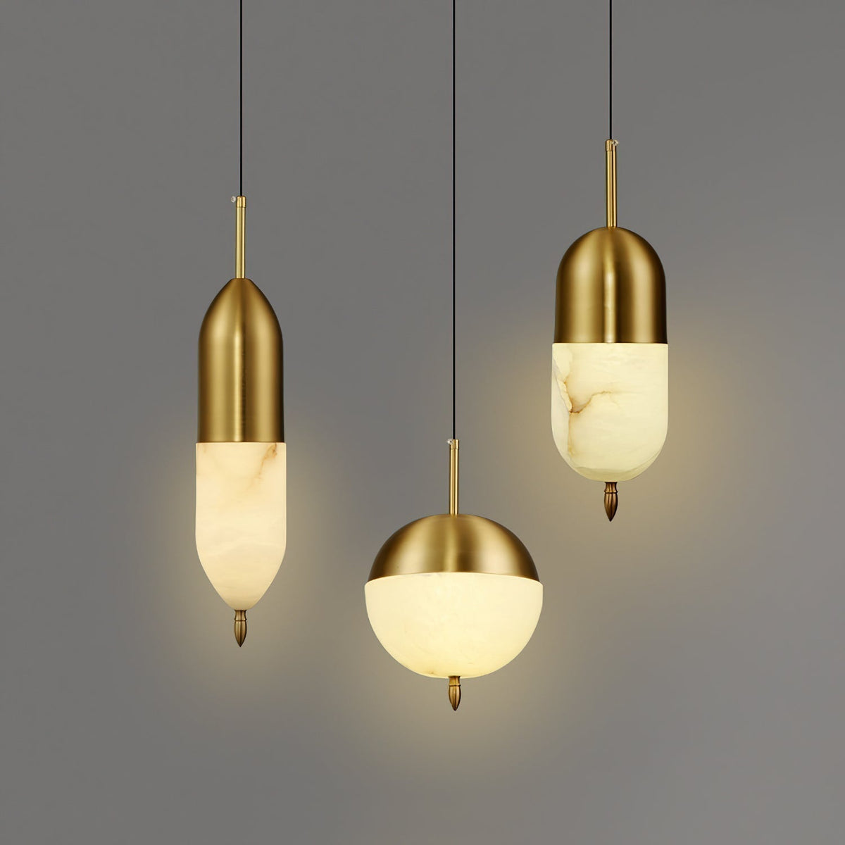 Himinuvye Alabaster Minimalist Bolus Brass Pendant Light