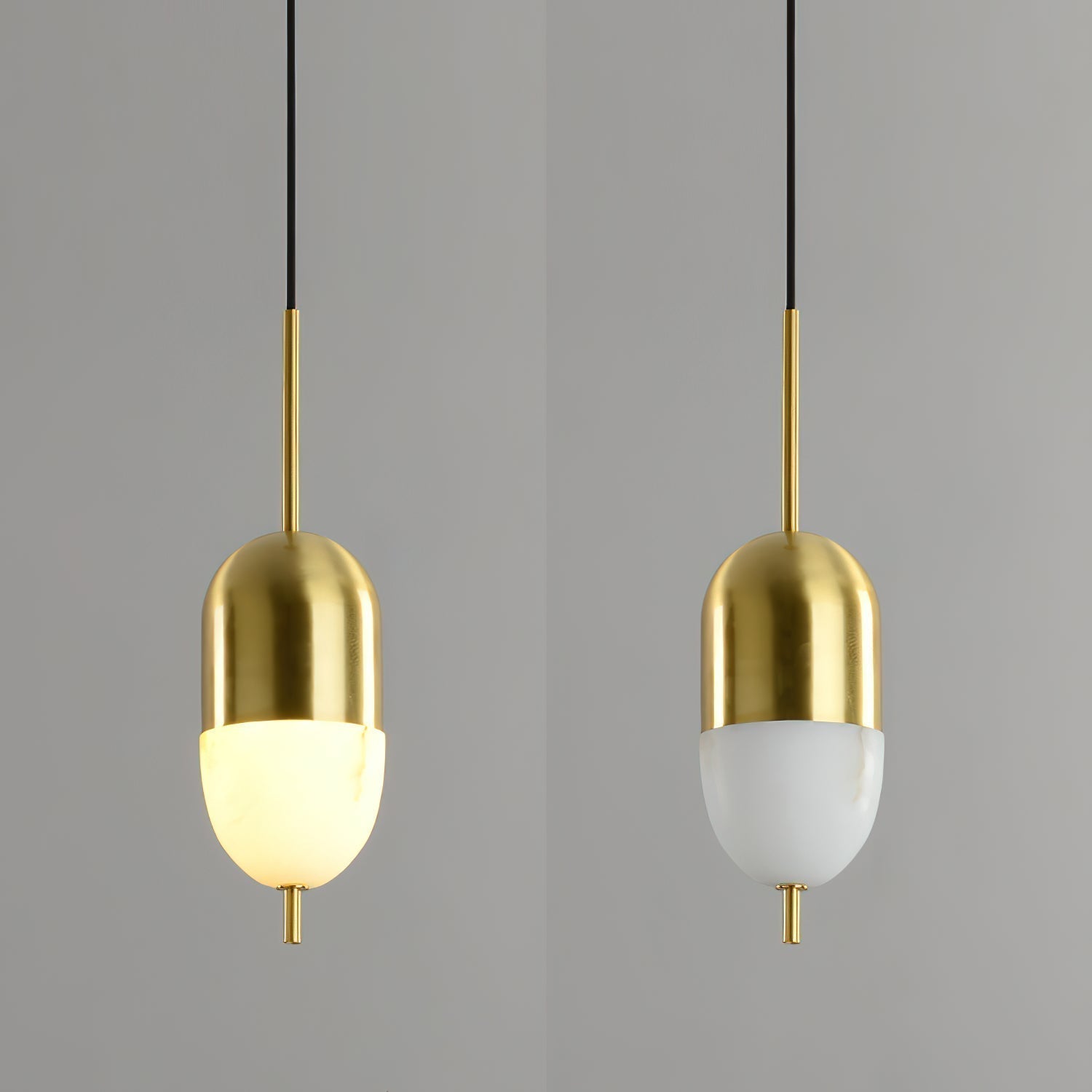 Himinuvye Alabaster Minimalist Bolus Brass Pendant Light