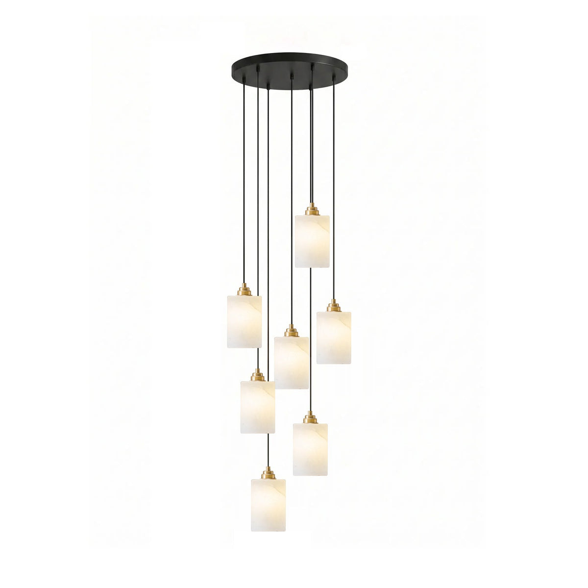 Nivanian Alabaster Cylinder Cluster Chandelier