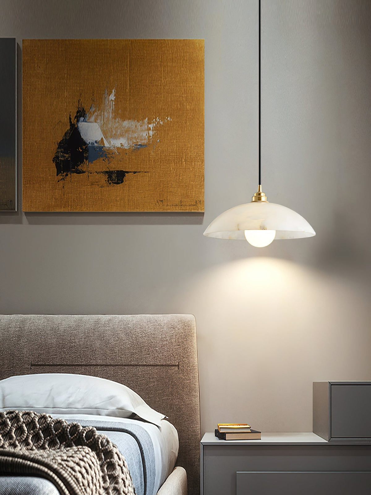 Ljomuvyd Individual Creativity Dome Alabaster Pendant Light