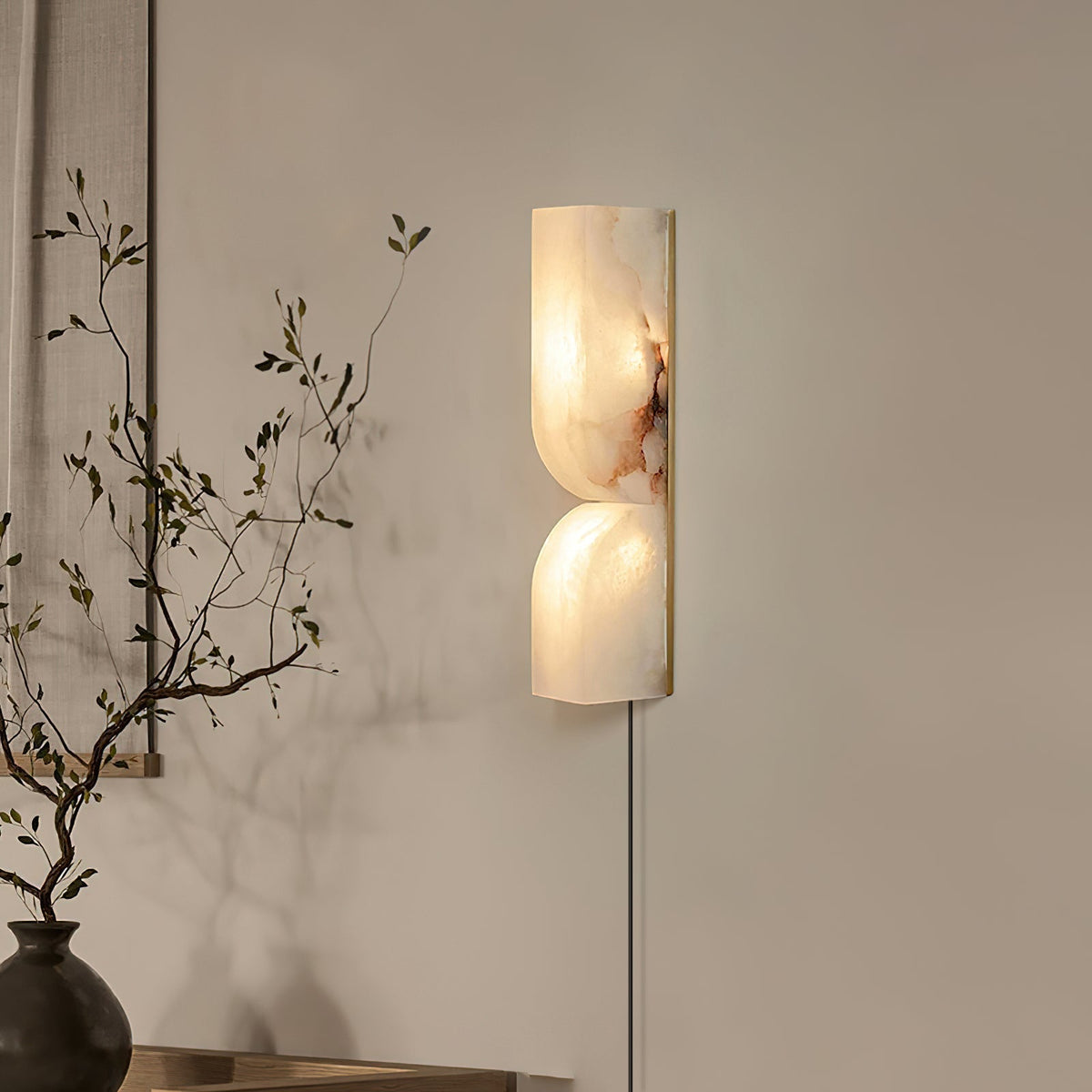 Lena Alabaster Rectangular Plug Wall Lamp
