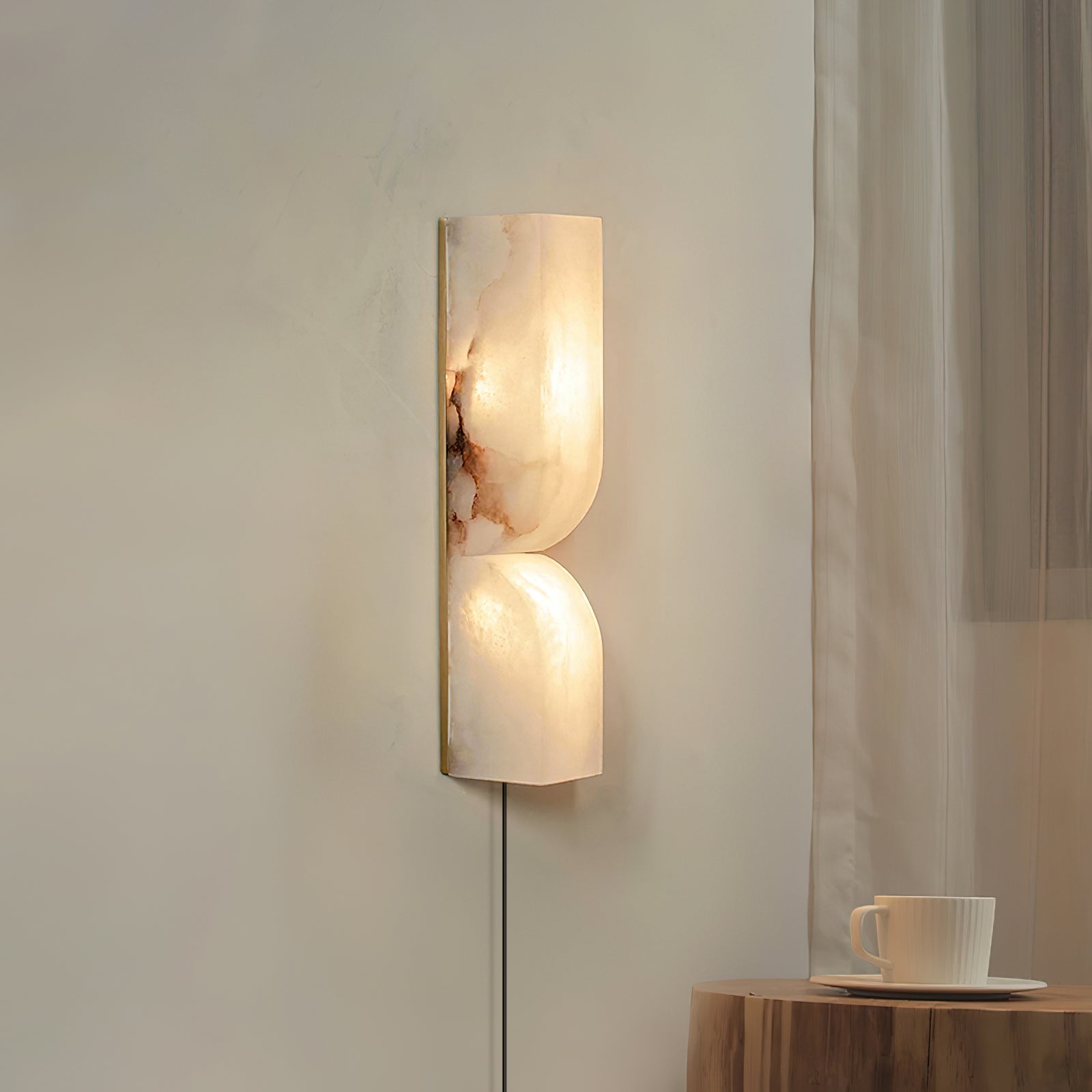 Lena Alabaster Rectangular Plug Wall Lamp