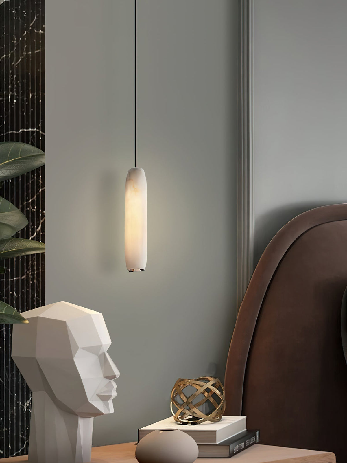 Orven Flute Modern Minimalist Alabaster Pendant Light