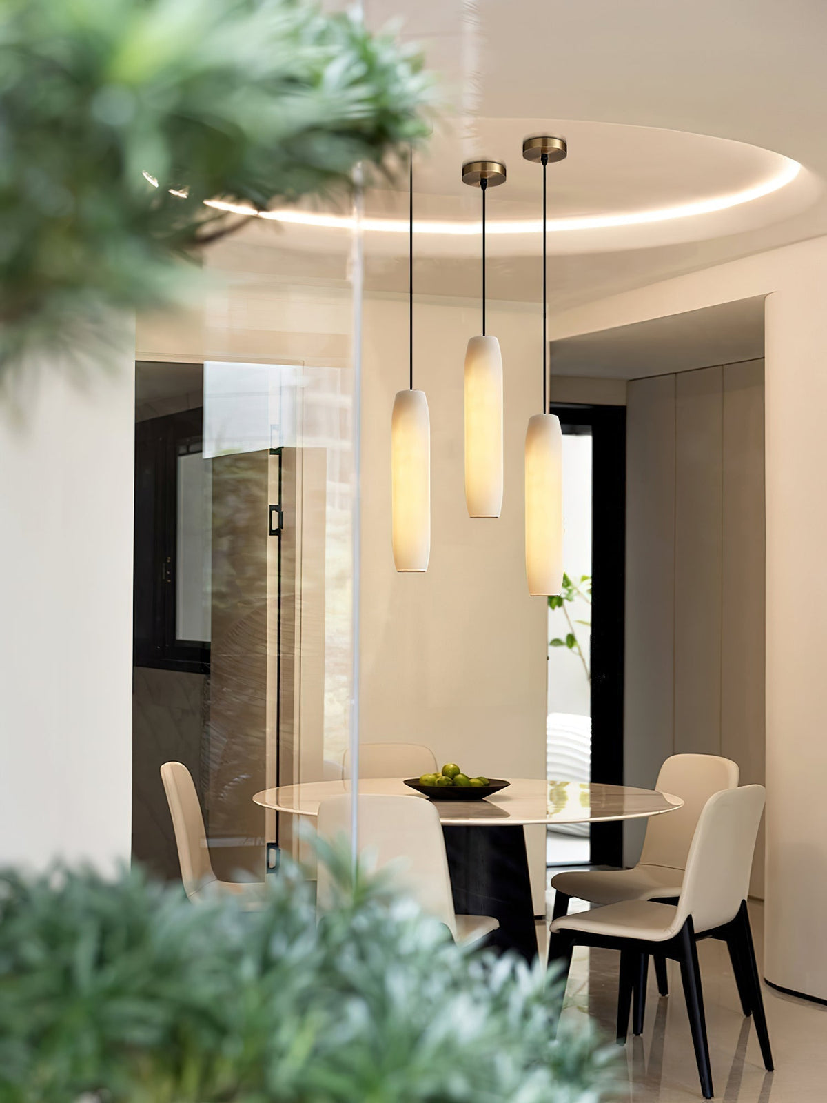 Orven Flute Modern Minimalist Alabaster Pendant Light