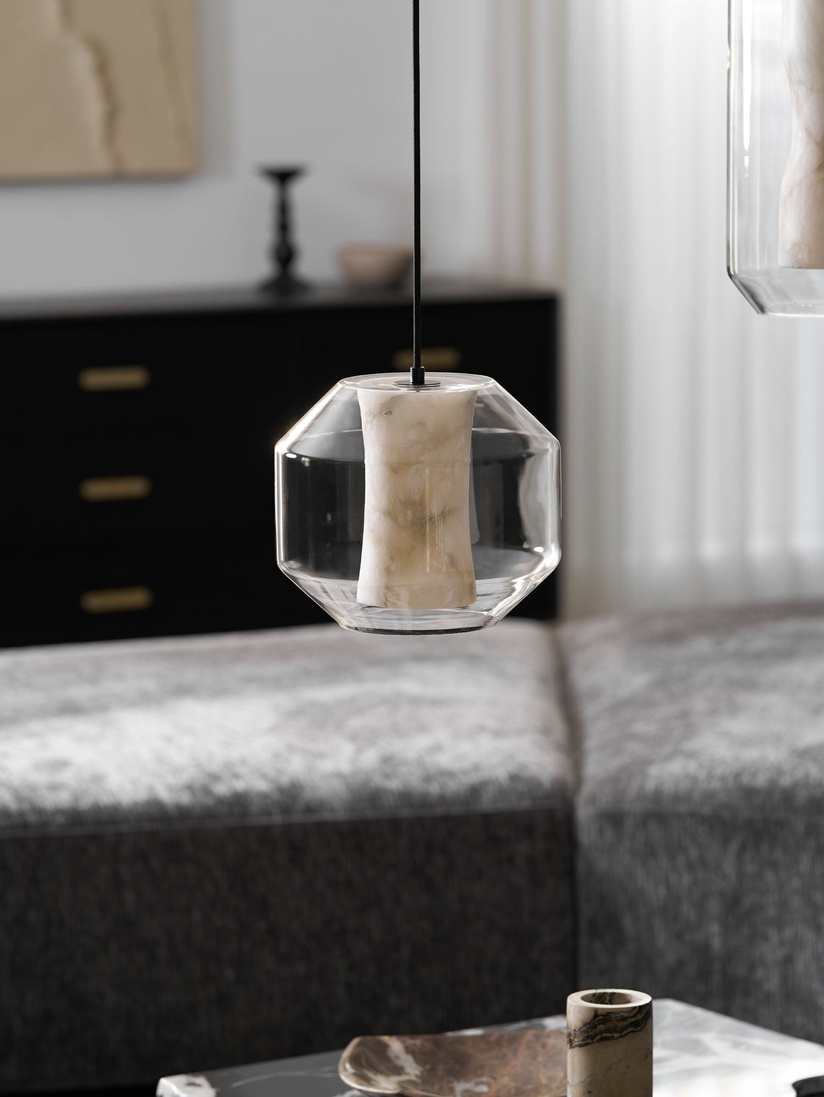 Edenborne Alabaster Glass Cylinder Pendant Light