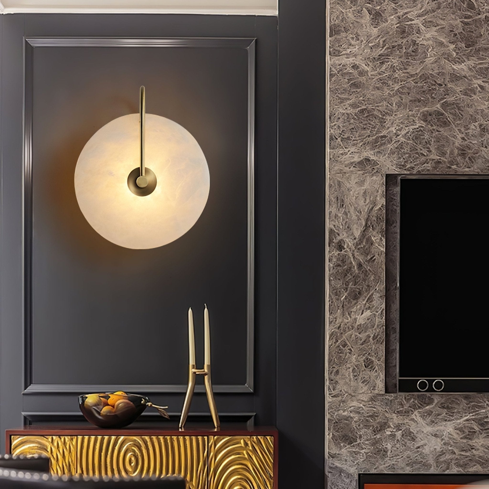 Albeenne Alabaster Globe Wall Lamp