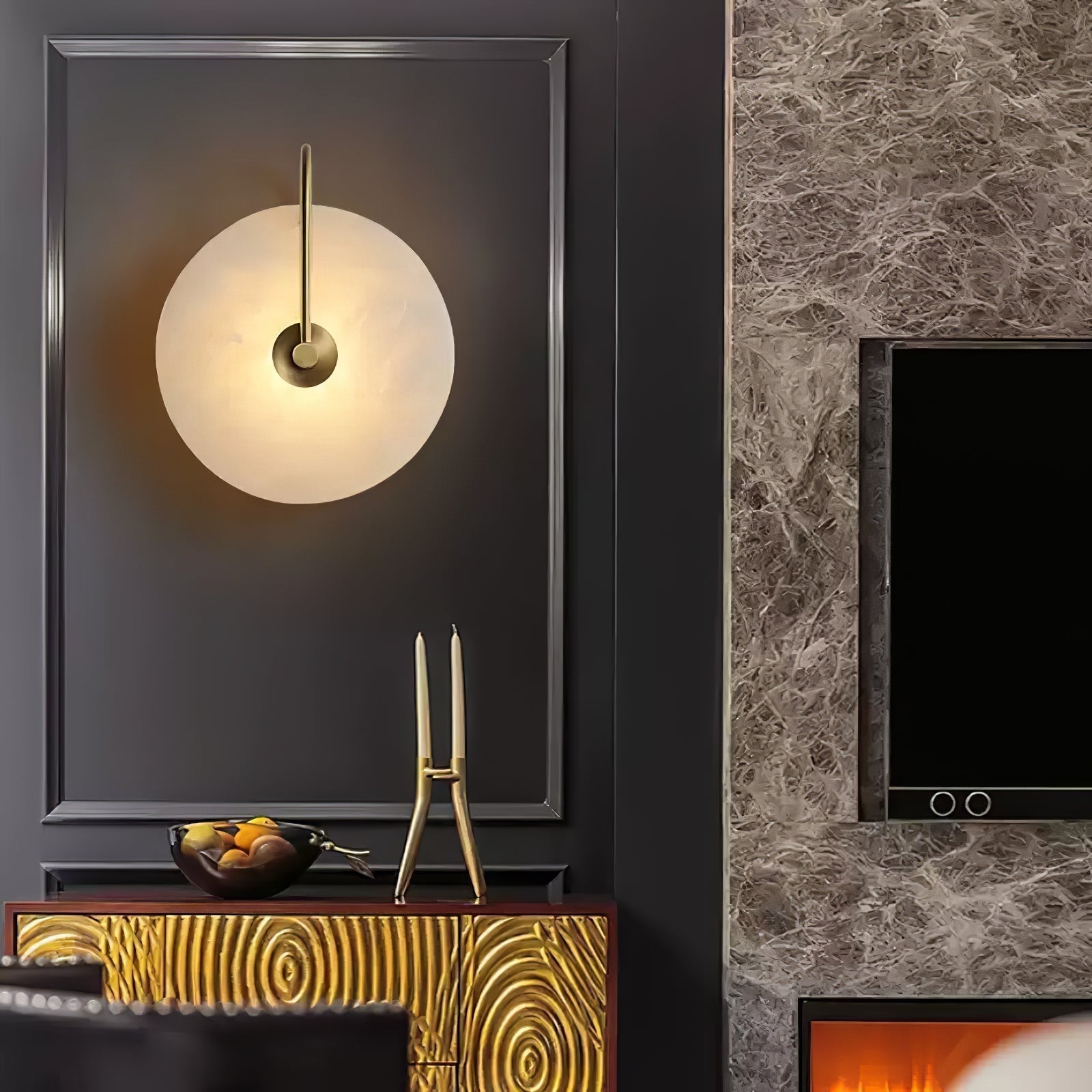 Albeenne Alabaster Globe Wall Lamp