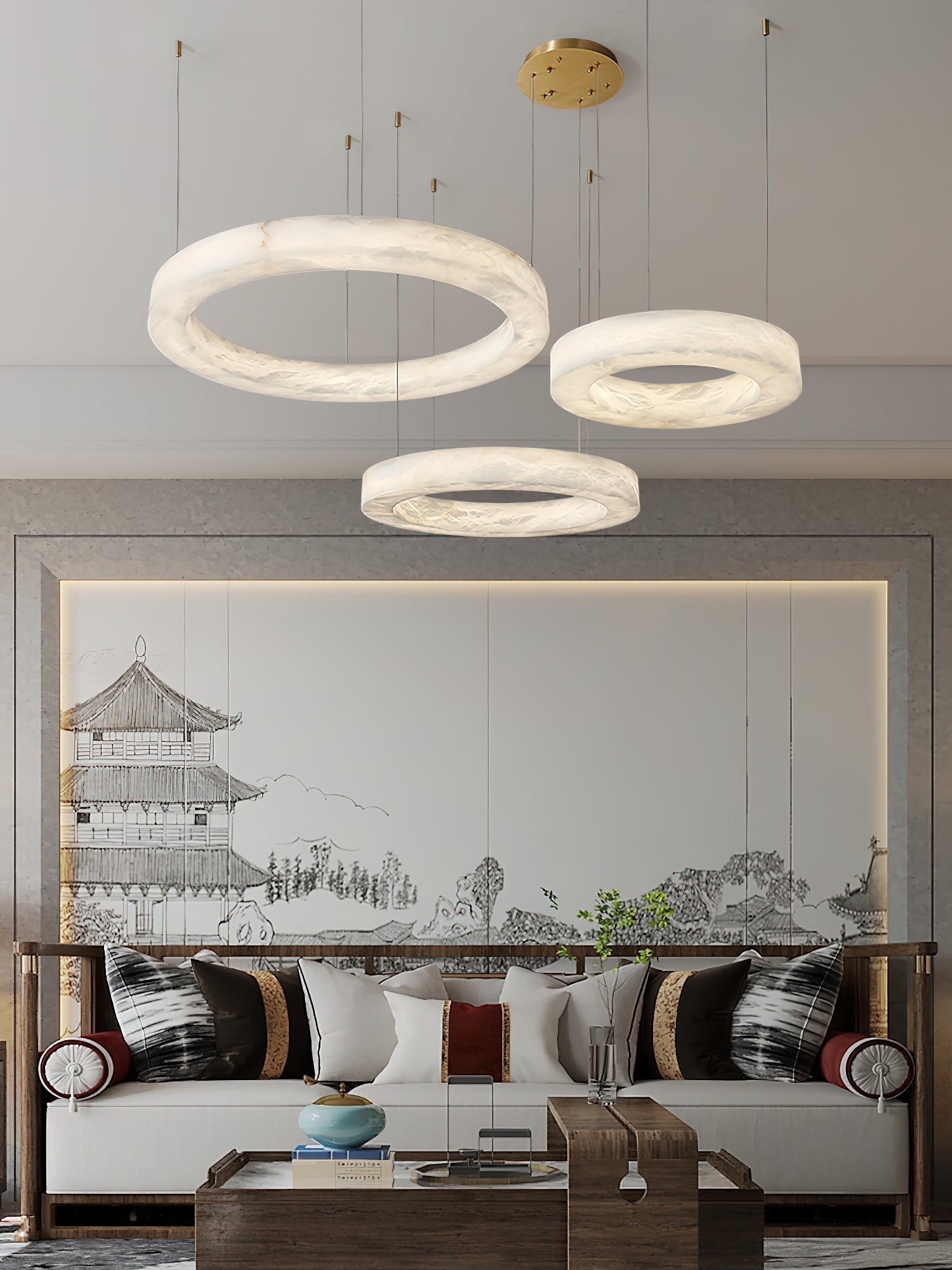 Plotuvyn Postmodern Luxury Ring Alabaster Chandelier